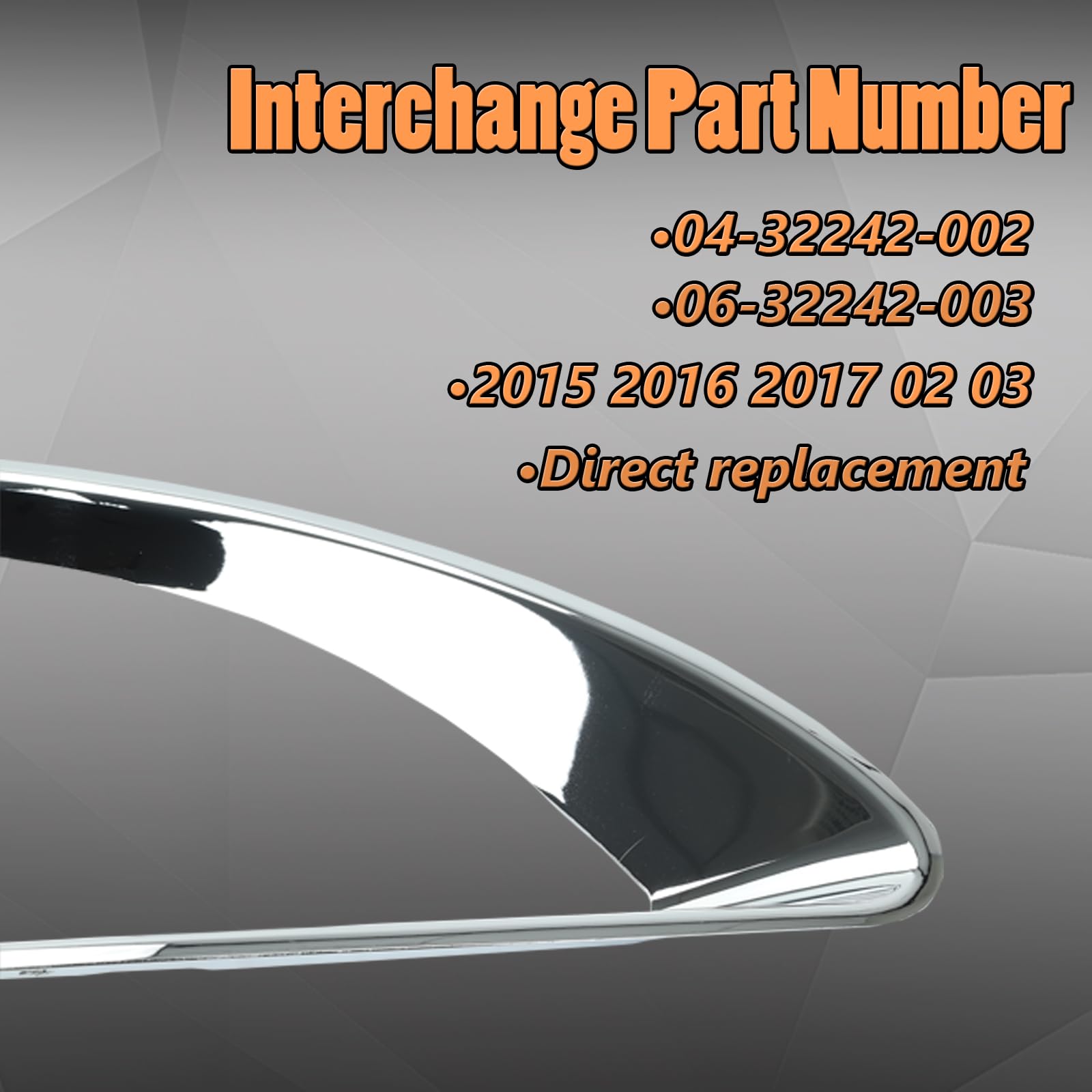 Baclaugh Chrome Headlight Bezel Trim Driver + Passenger Replacement For Freightliner Columbia 01-17