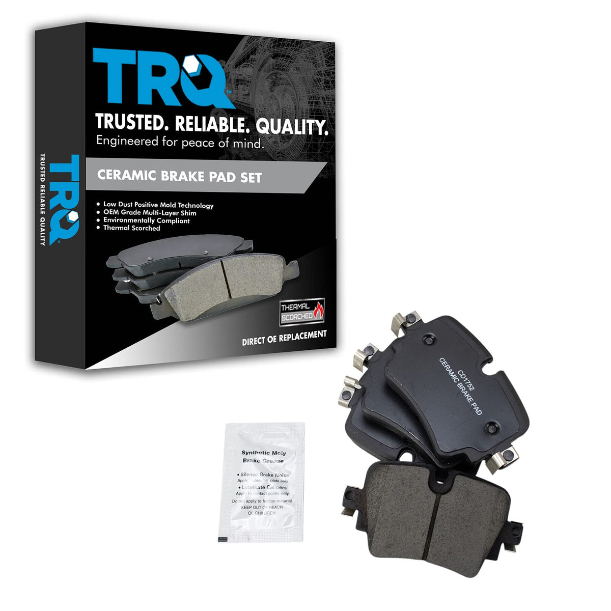 TRQ Rear Brake Pads Ceramic Compatible with 2014-2021 Jaguar F-Type 2016-2019 XJ