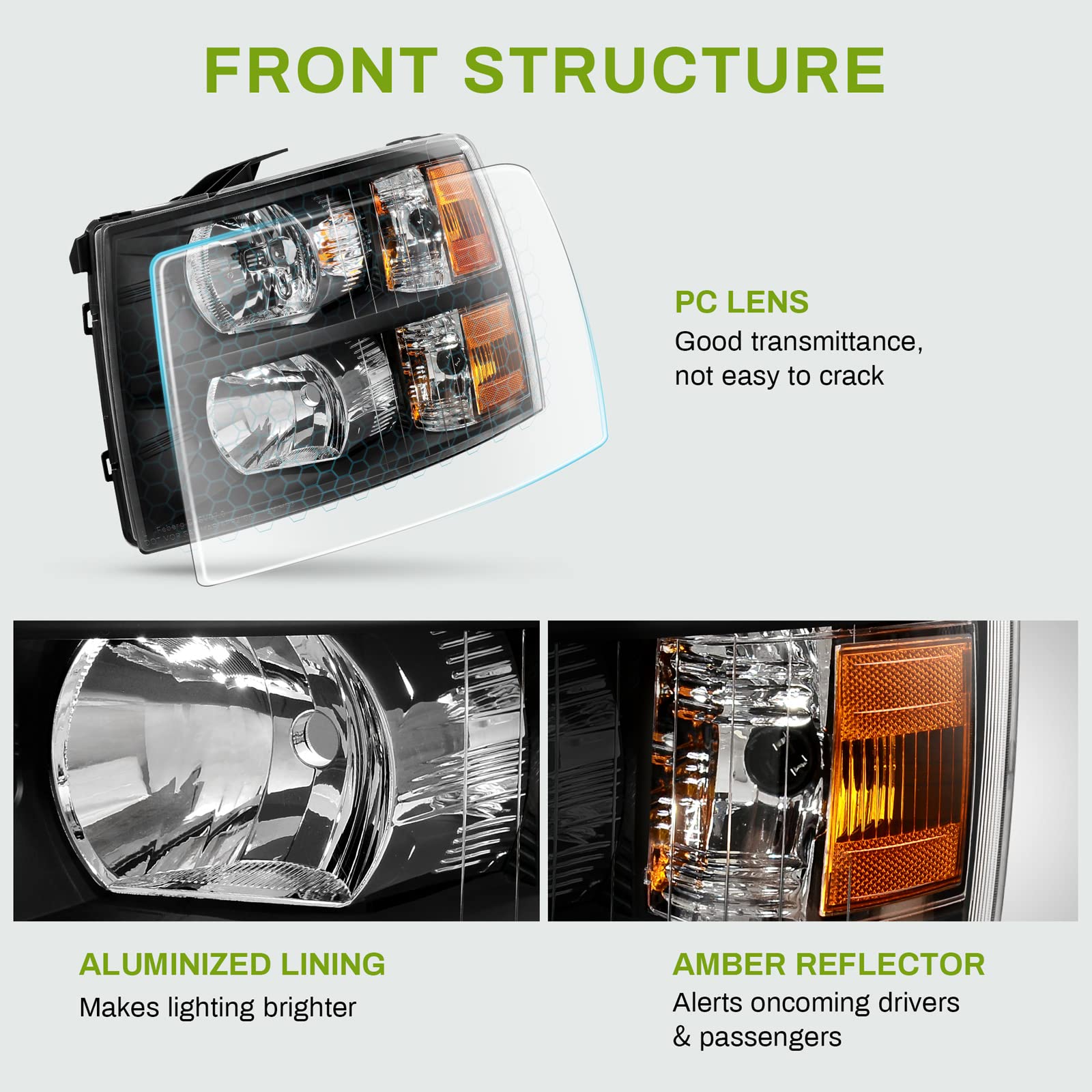 Autosaver88 Headlight Assembly Compatible With 2007-2013 Chevy Silverado 1500/2007-2014 Silverado 2500Hd 3500Hd Replacement Head