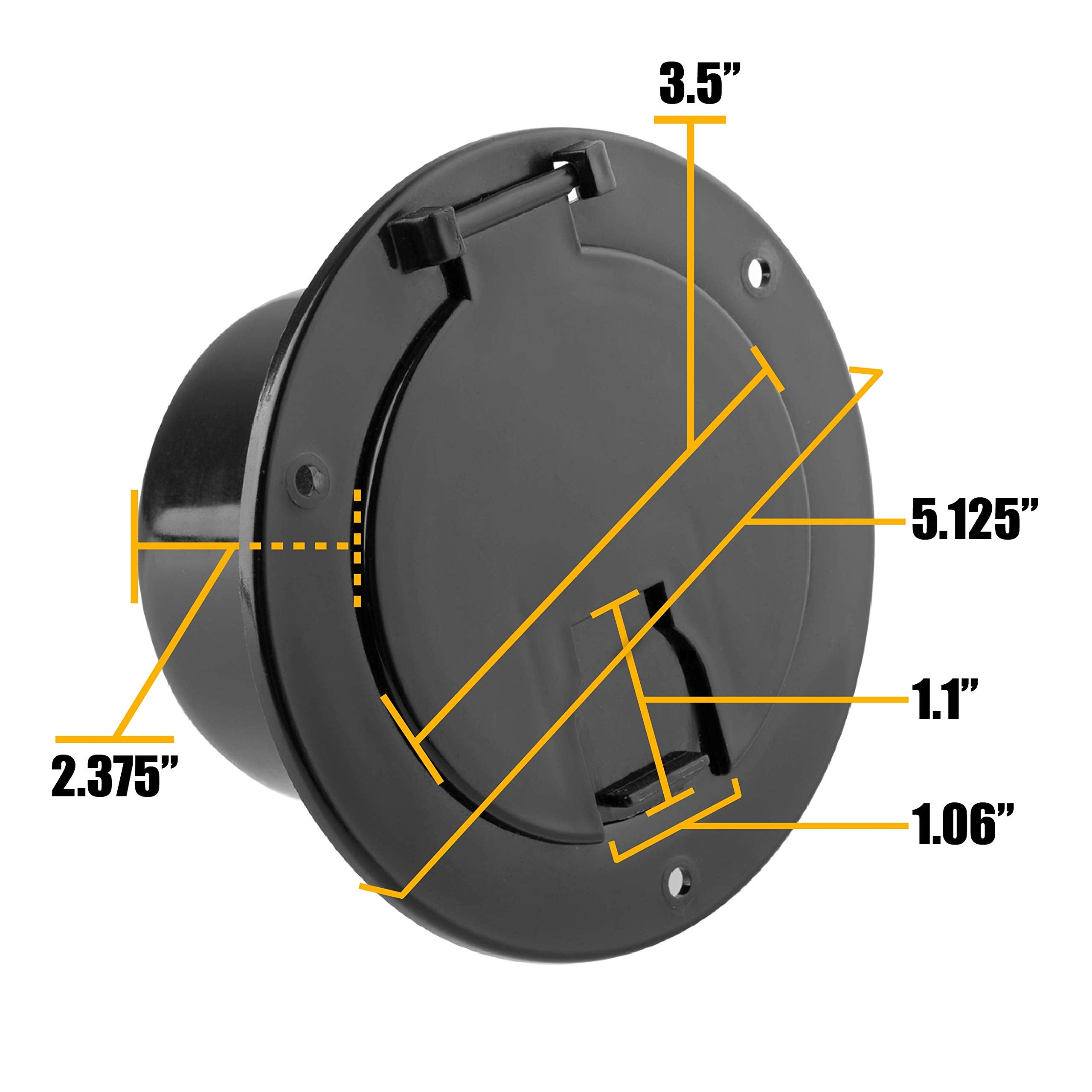 Halotronics Rv 5-Inch Round Electric Cable Hatch For 30 And 50 Amp Cords (Black)