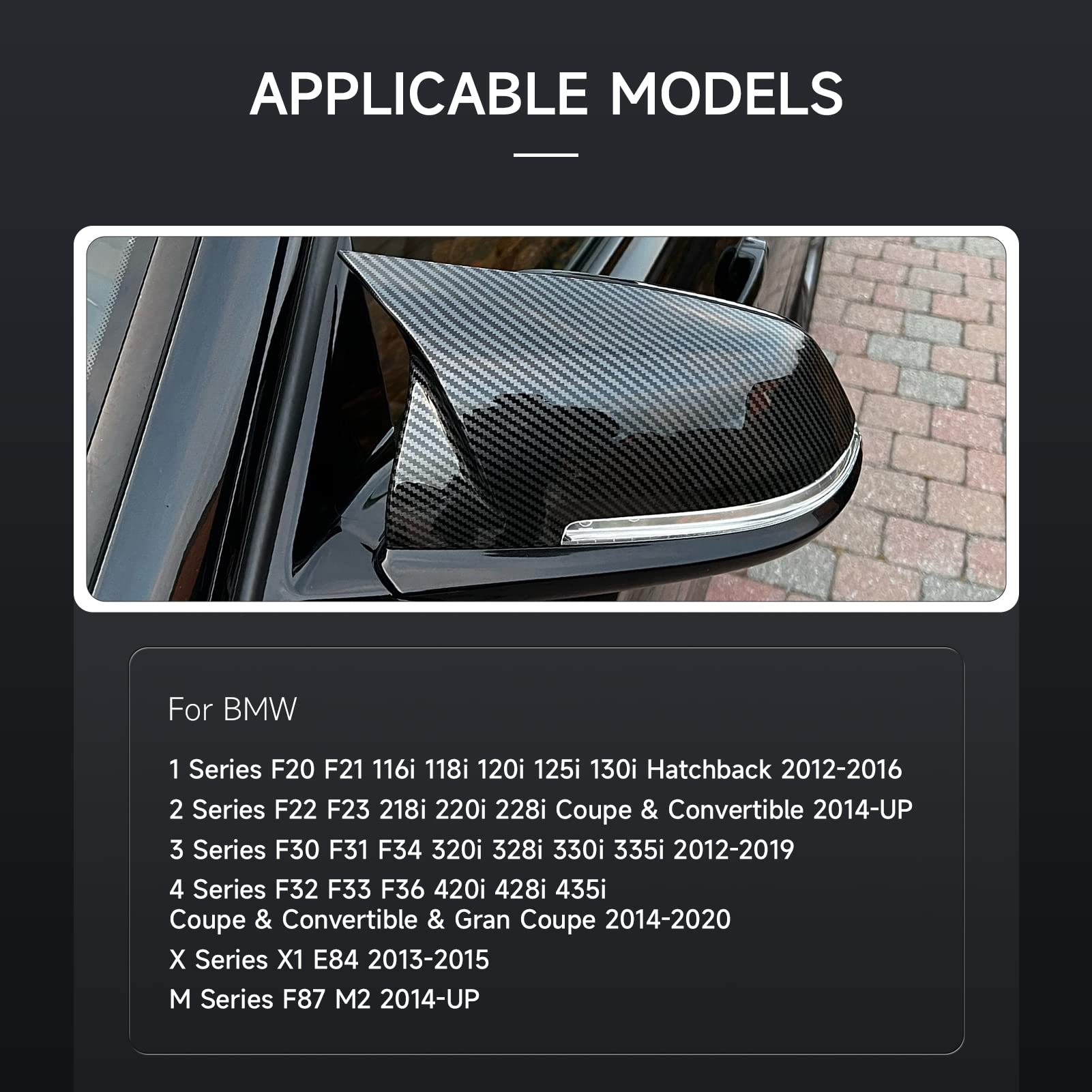 Car Door Rearview Mirror Cover Replacement Carbon Style Abs Trim Fits For Bmw F20 F22 F23 F30 F31 F34 3Gt F32 F33 F36 M2 F87 X1 E84 Accessories