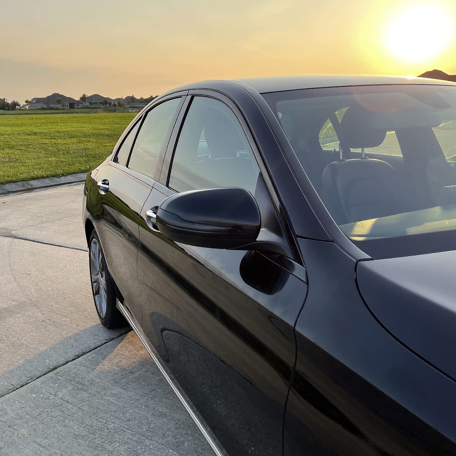 Slickmod Chrome Delete Blackout Vinyl Overlay For 2015-2021 Mercedes C Class Window Trim (Window Trim, Gloss Black)