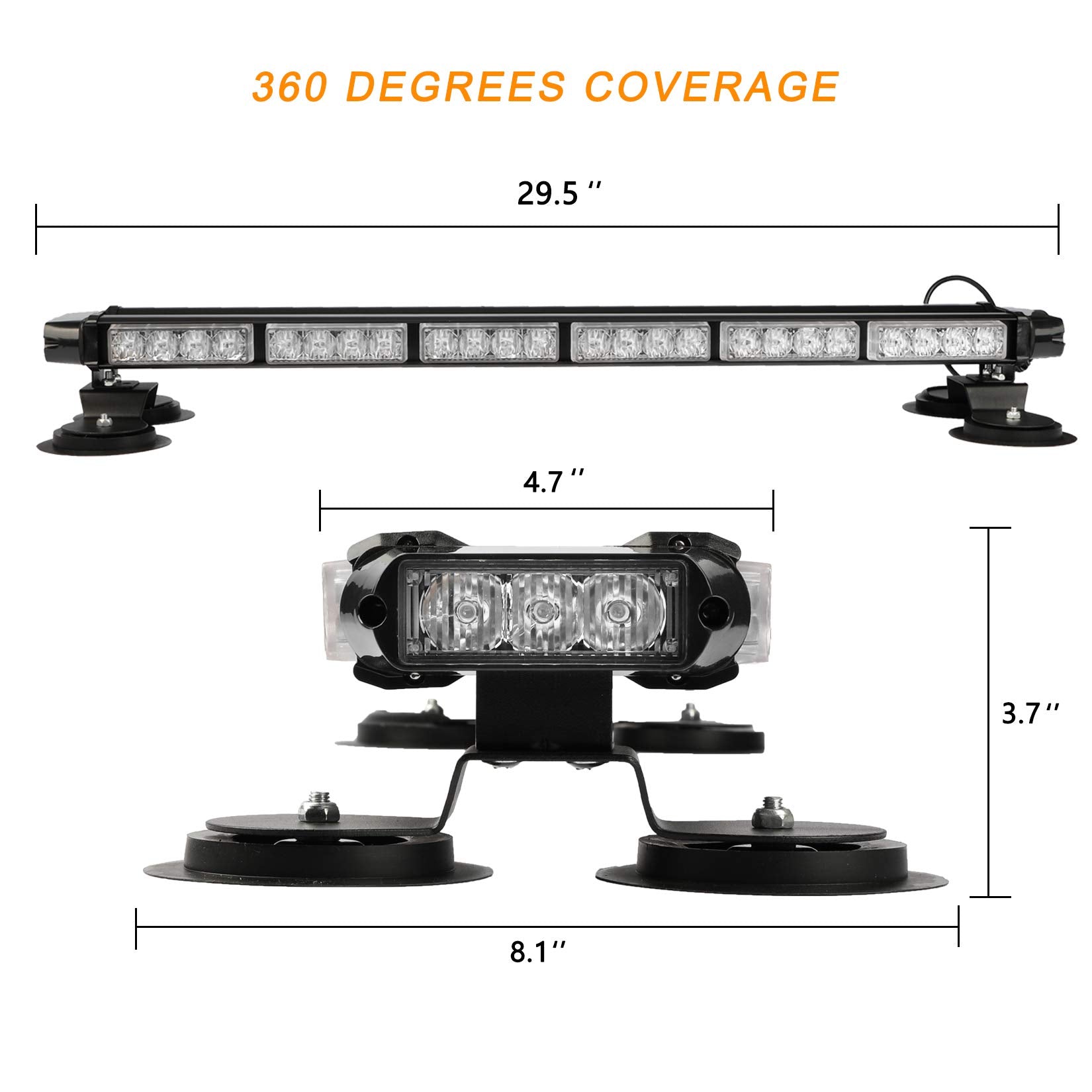 Aspl 29.5' 54 Led Strobe Light Bar Double Side Flashing High Intensity Emergency Warning Flash Strobe Light With Magnetic Base For Safety Construction Vehicles Tow Trucks Pickup (Amber)