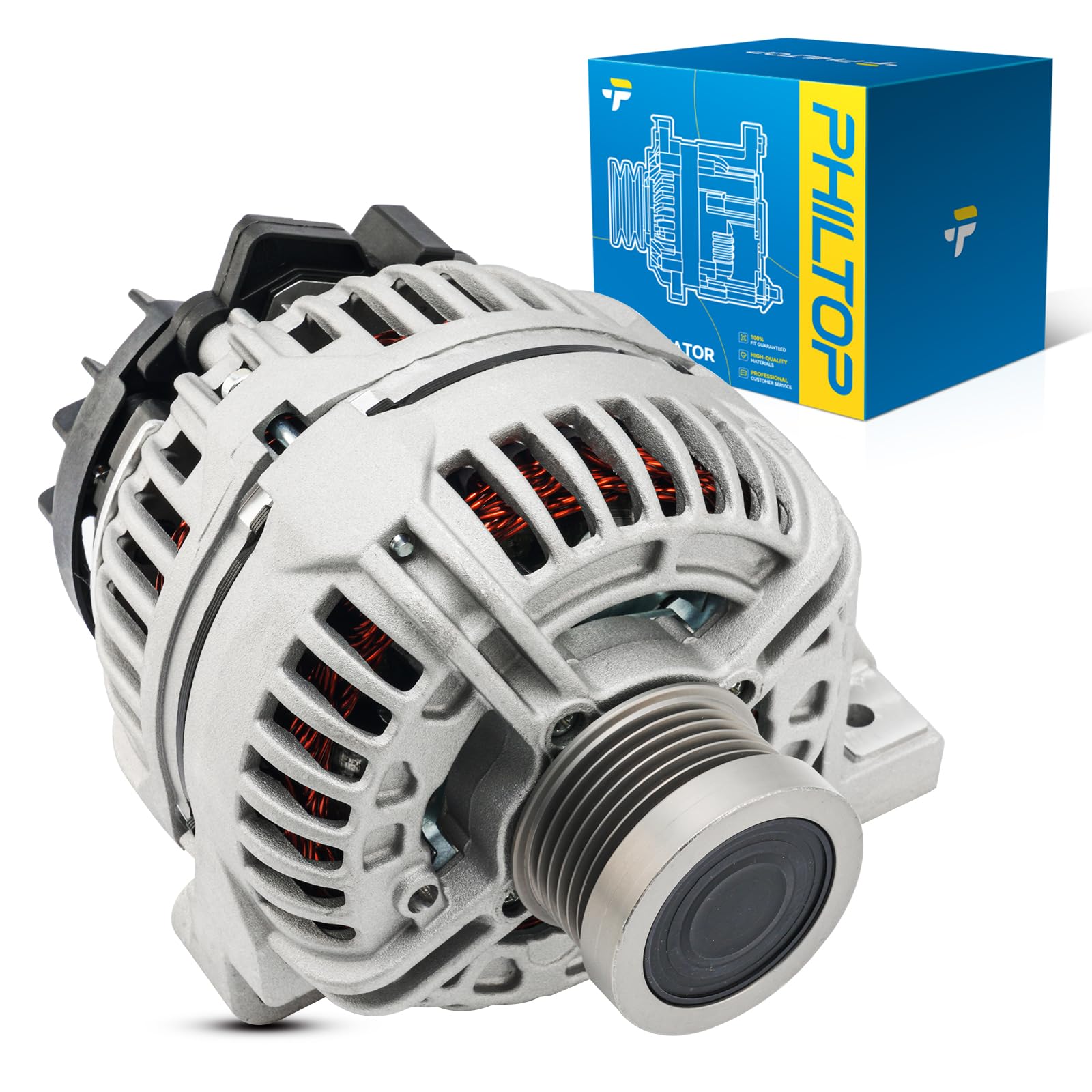 PHILTOP Alternator Compatible with Volvo XC90 2003-2006 2.5T, S60 2002-2005 2.4L/2002-2003 2005 2.4T/2003-2004 2.5T, XC70 2003-2