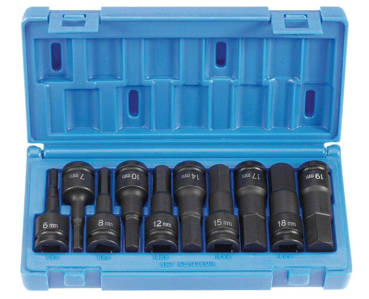 Grey Pneumatic (1498MH 1/2' Drive 10-Piece Metric Hex Driver Socket Set