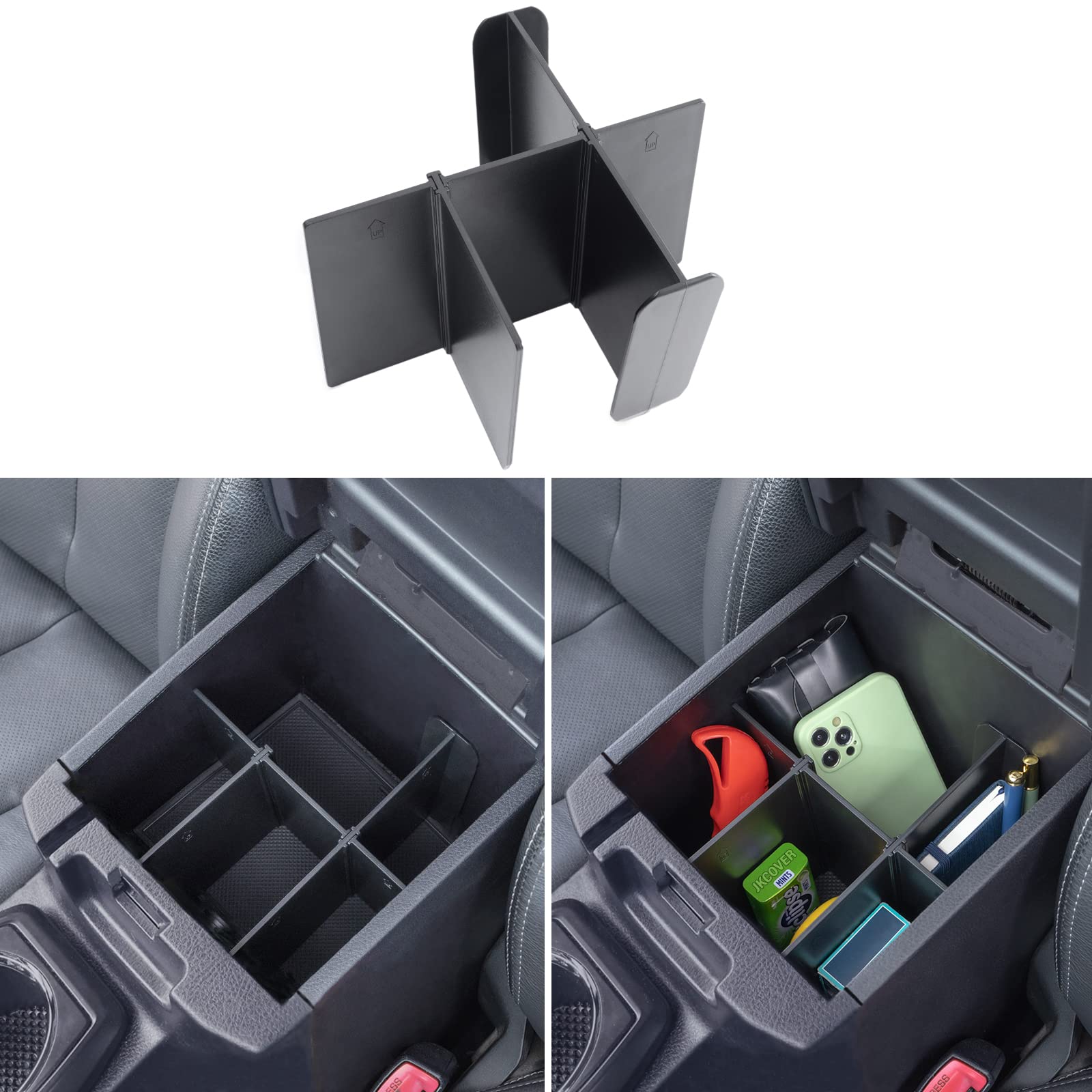 JKCOVER Center Console Dividers Organizer Compatible with Toyota Tacoma 2016-2021 2022 2023 Accessories,Insert Box ABS Secondary