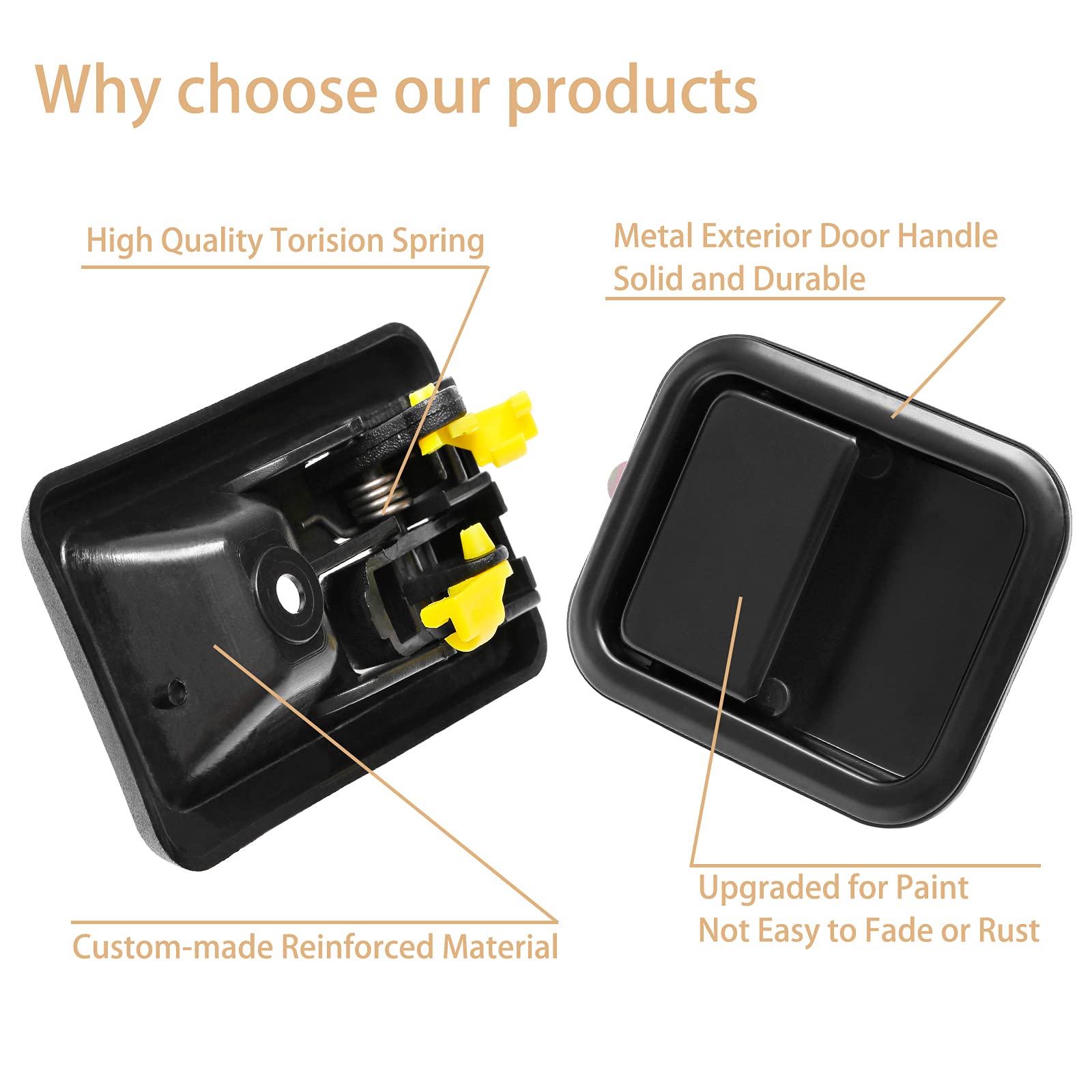 Door Handle Set, Exterior & Interior Left Driver & Right Passenger Side, Compatible With 1991-1996 Jeep Wrangler Yj 1997-2004 Tj Replace# 79540 79541 55176383Ae 55176382Ae 55176477Ac 55176476Ac