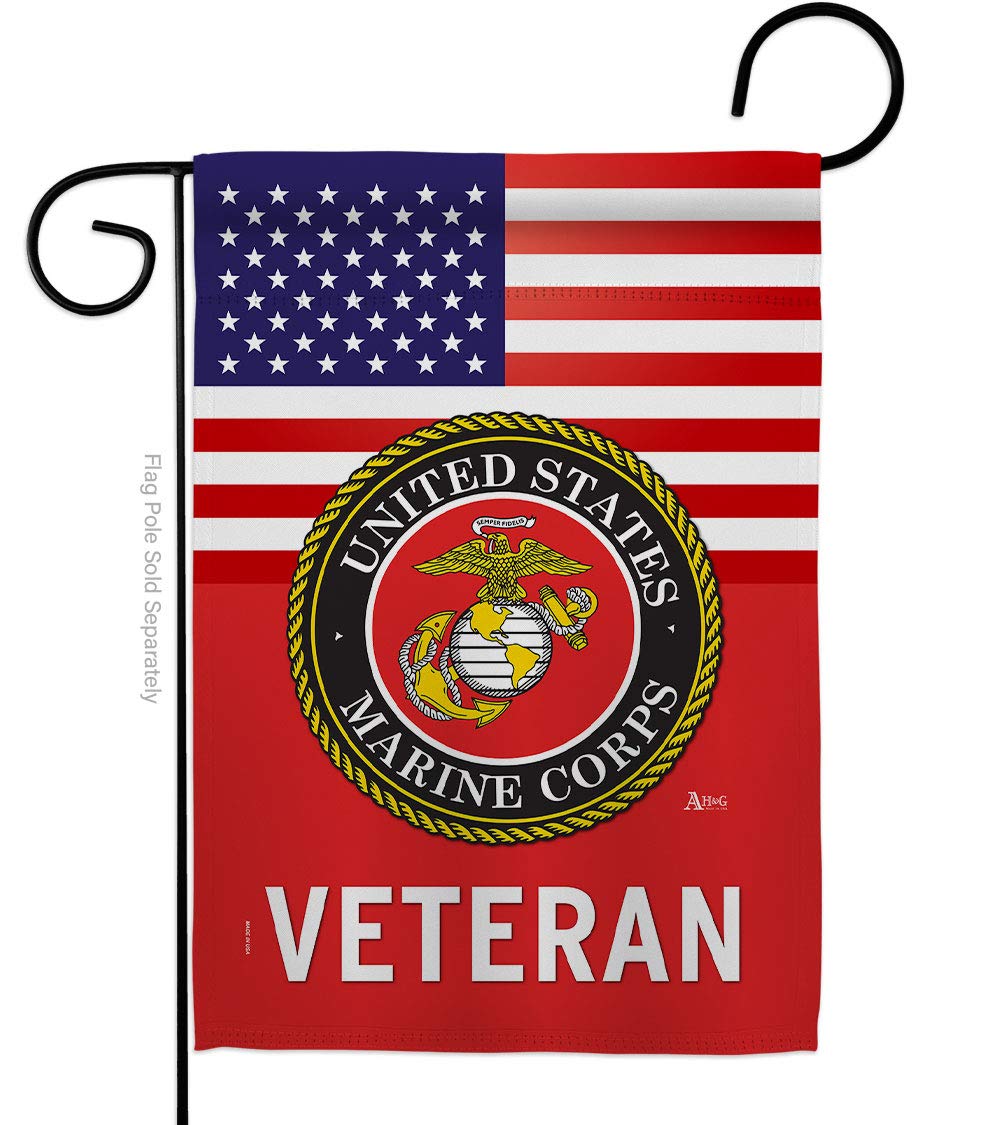 Us Marine Corps Veteran Garden Flag - Armed Forces Usmc Semper Fi United State American Military Retire Official - House Decorat