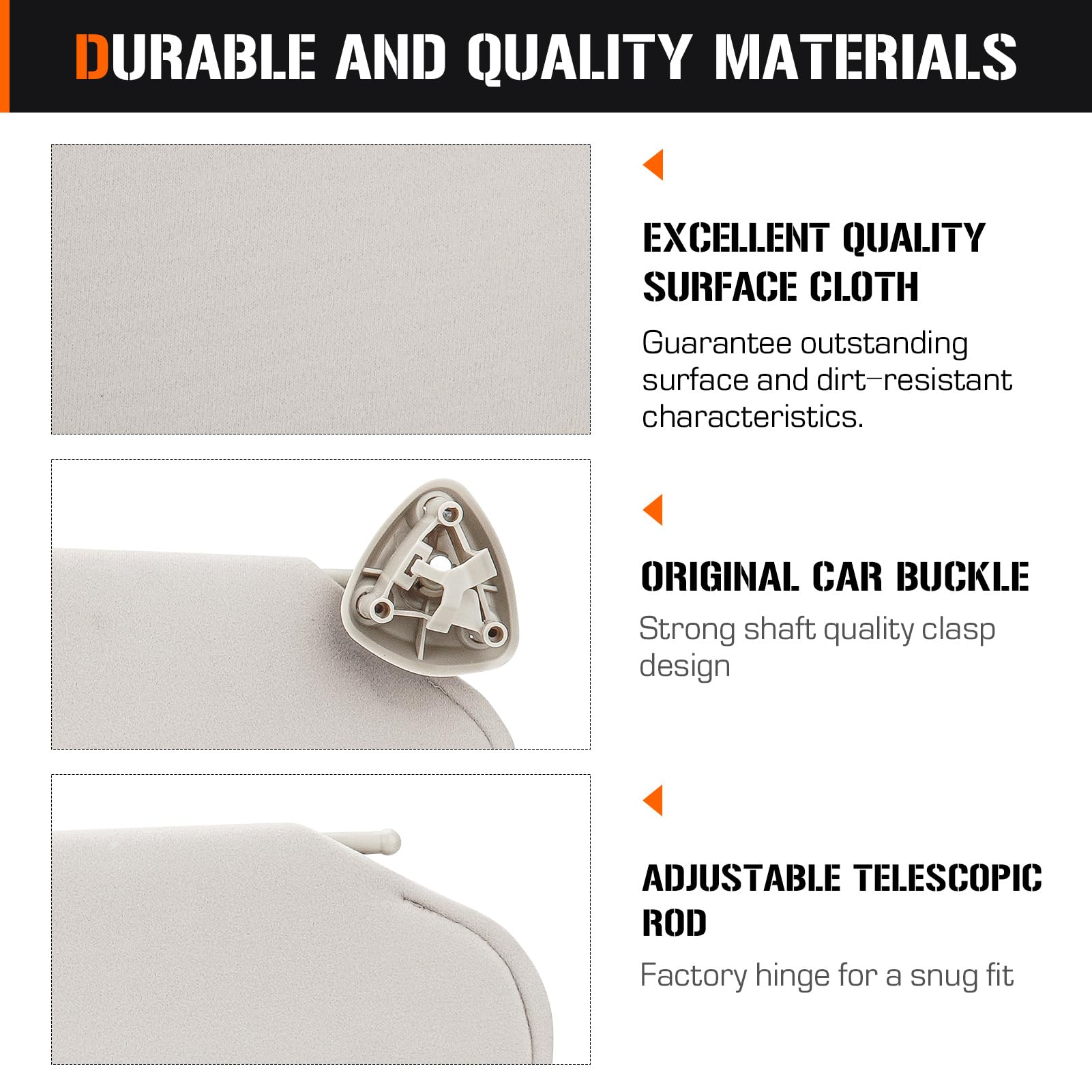 Sun Visor for Chevy Express & GMC Savana 1500 1999-2014, 2500 3500 4500 1999-2019, Left Driver Side Cream-Grey Sunvisor Replacem