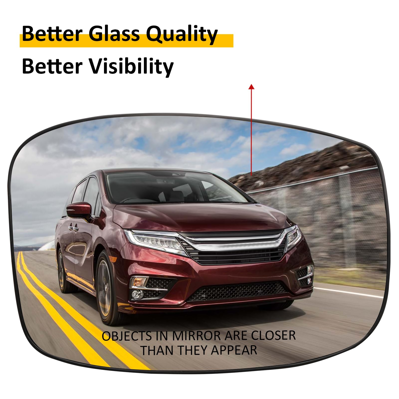 LOIYLLEN Passenger Side Mirror Replacement for Honda Odyssey 2018 2019 2020 2021 2022 2023 - Right Side Mirror Glass, Rear View