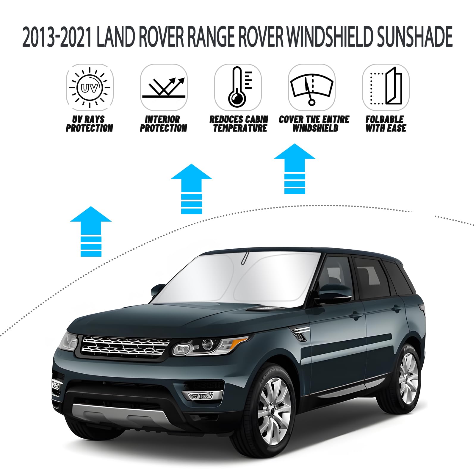 D-Lumina Windshield Sun Shade For 2013-2021 Land Rover Range Rover Accessories (Not Fit Range Rover Sport), Front Window Sunshad