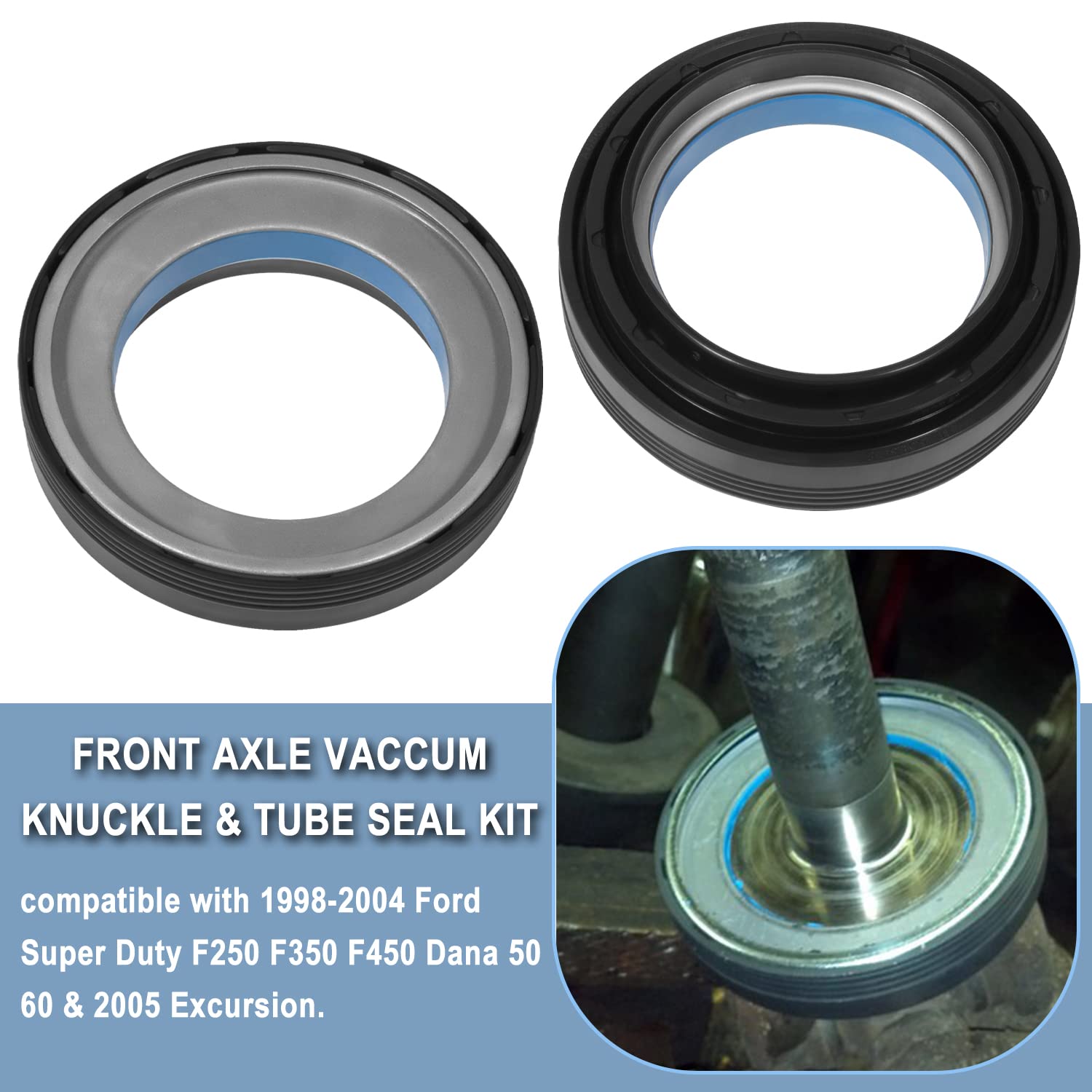 Front Axle Vaccum Knuckle & Tube Seal Kit Fit For 1998 1999 2000 2001 2002 2003 2004 Ford Super Duty Excursion F250 F350 F450 F5