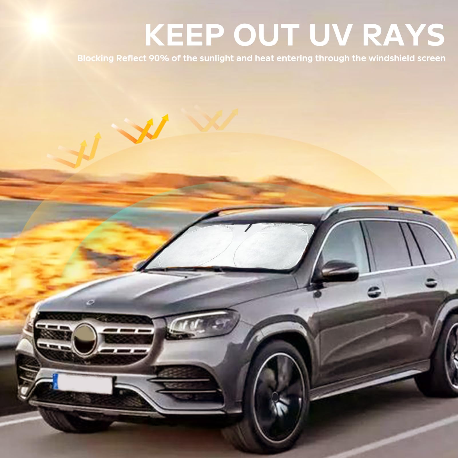 Insauto For Glc Windshield Sunshade Foldable Sun Shade Custom-Fit For Mercedes Benz 2016-2022 Glc Suv Glc300 Windshield Cover Ca