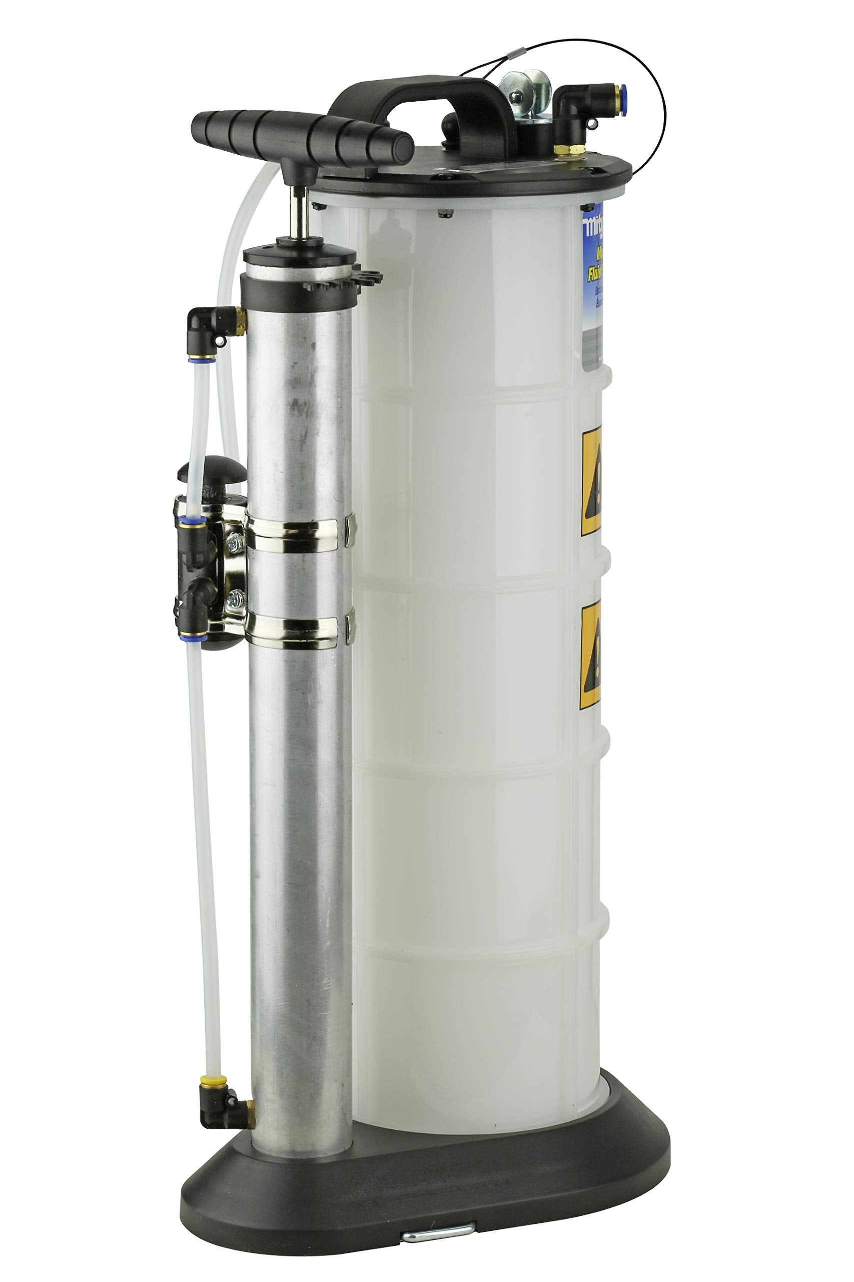 Mityvac 7201 2.3 Gallon Fluid Evacuator Extractor and Dispensing Pump, Push Button, Manual Operation, Chemical-Resistant Polyethylene, Automatic Overflow Prevention, Quick-Drain Spout, Large Base