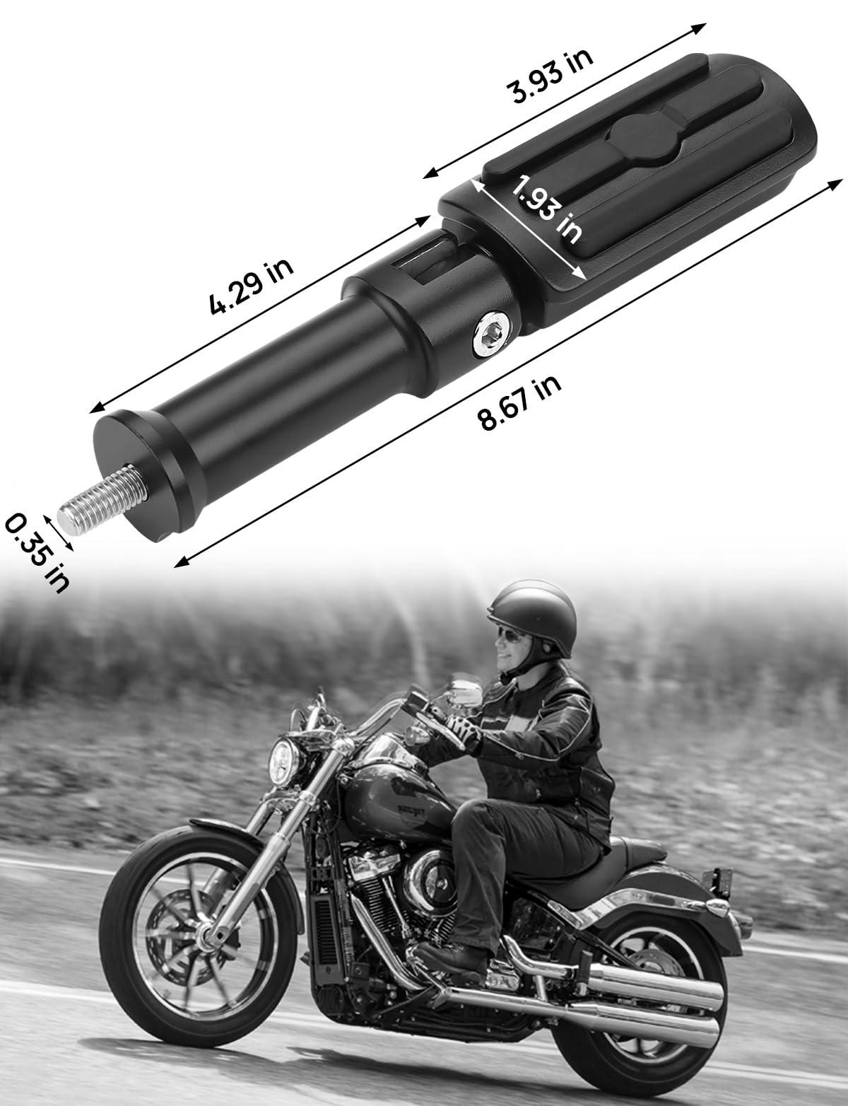 KEMIMOTO Upgraded Passenger Foot Pegs with Support Mount Kit for Softail Cruiser Motorcycle, Black, Rear, Metal and Rubber