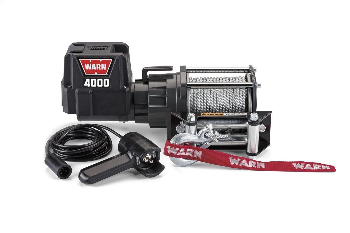 Warn 94000 4000 Dc Series 12V Electric Winch With Steel Cable Rope: 7/32'' Diameter X 43' Length, 2 Ton (4,000 Lb) Capacity
