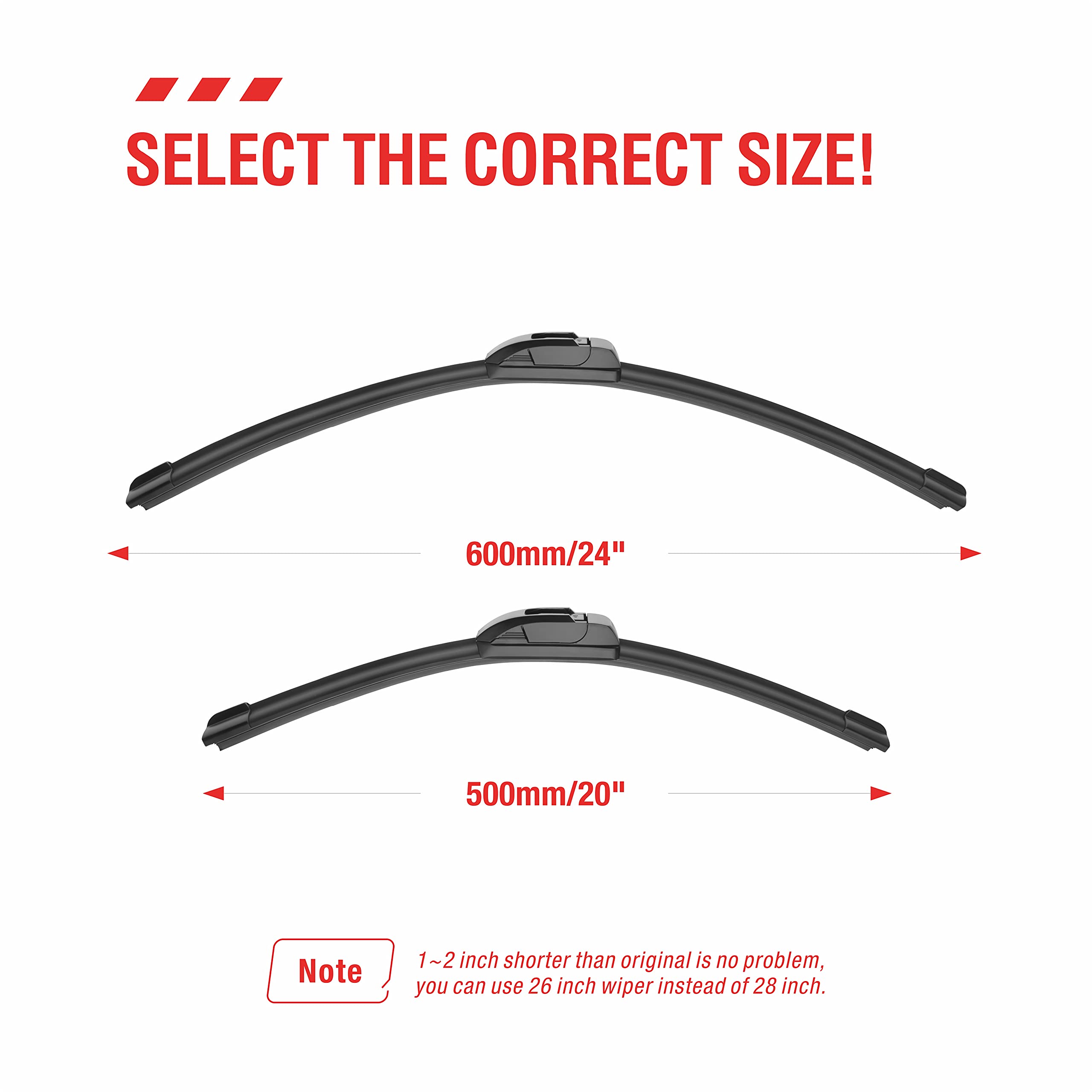 Oem Quality Performance Premium Wiper Blades 24 20,All-Season Auto Replacement Windshield Wiper Blades,Fit Gmc Acadia 2017-2021,