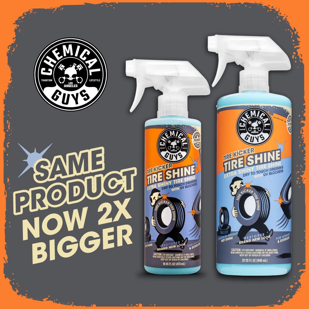 Chemical Guys Tire Kicker Sprayable Extra Glossy Tire Shine (Works On Rubber, Vinyl & Plastic) Safe For Cars, Trucks, Motorcycle