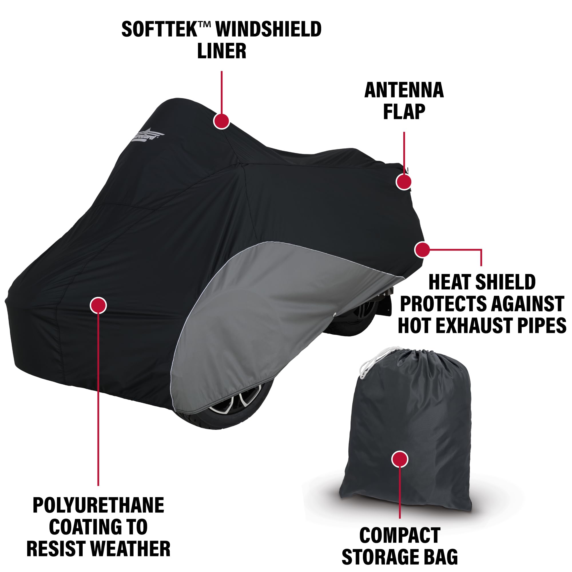 UltraGard Custom-Fit Can-Am Spyder RT Cover 2020+ - UV-Stable, Weather-Resistant Black/Charcoal Polyester with SoftTek Windshield Liner, Reflective Piping & Secure Elastic Hem
