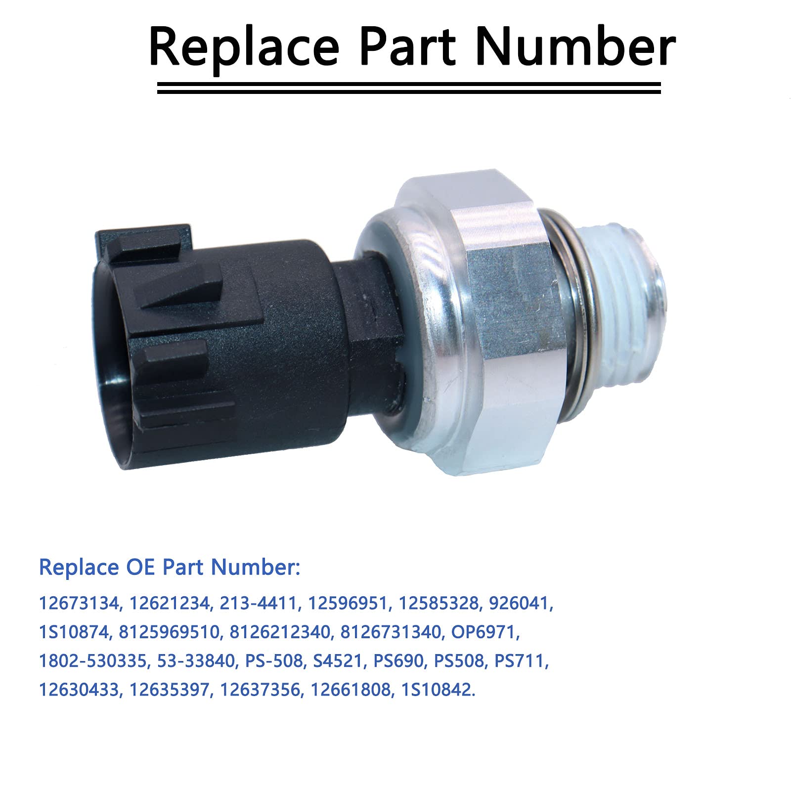 Kejsted Oil Pressure Sensor Switch Sending Unit 12673134 213-4411 Compatible With Chevy Suburban Silverado Tahoe Trailblazer Imp