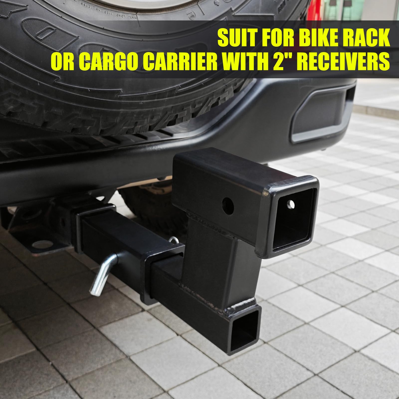 Kairay Trailer Receiver Hitch Riser Extender Adapter 6'' Drop/Riser, 8'' And 10'' Extension Length, 2'' Shank, 7500Lbs Towing Ca