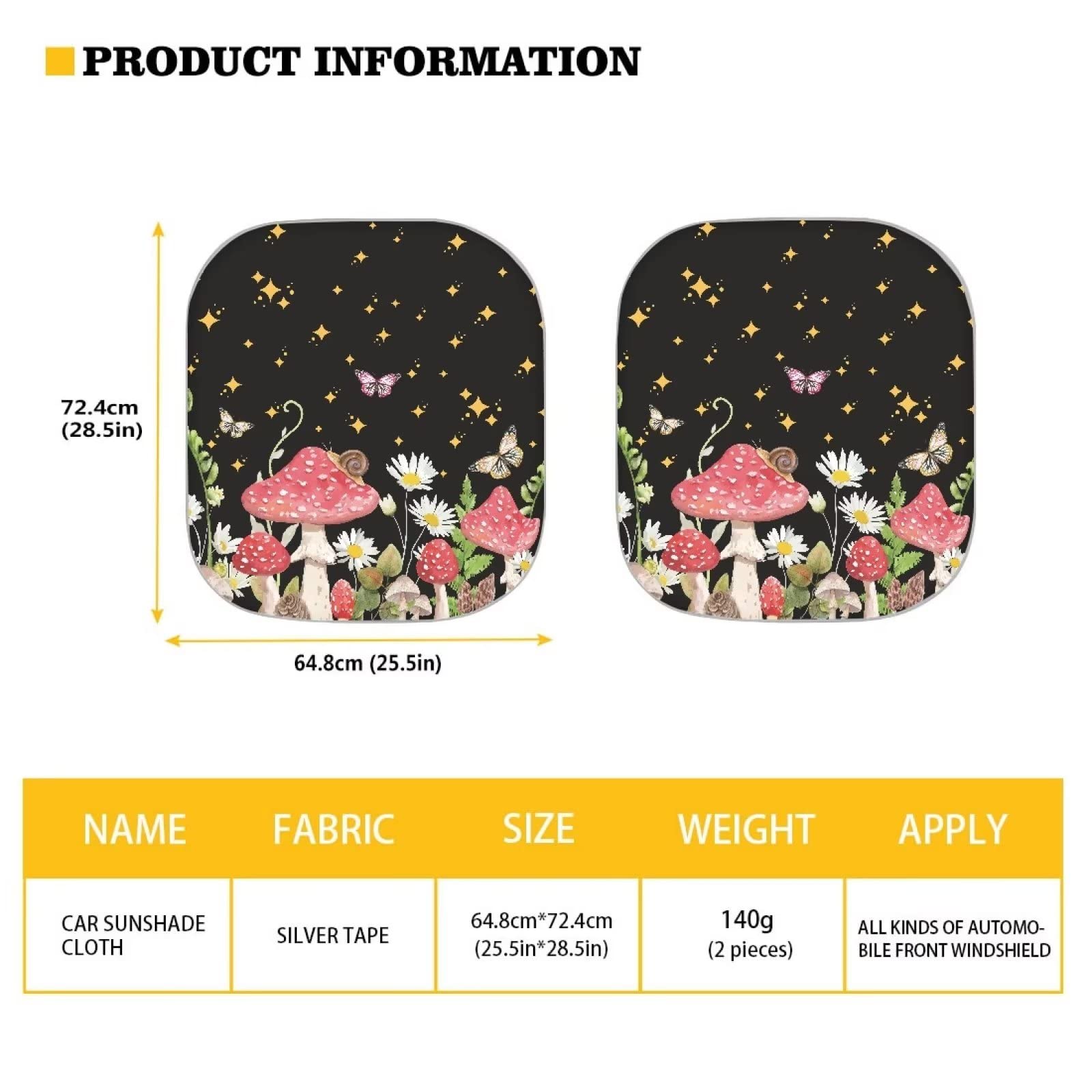 Renewold Mushroom Daisy Butterfly Print Sunshade For Car Windshield Reflective Blocks Heat And Sun Foldable Sun Shade Shield Car