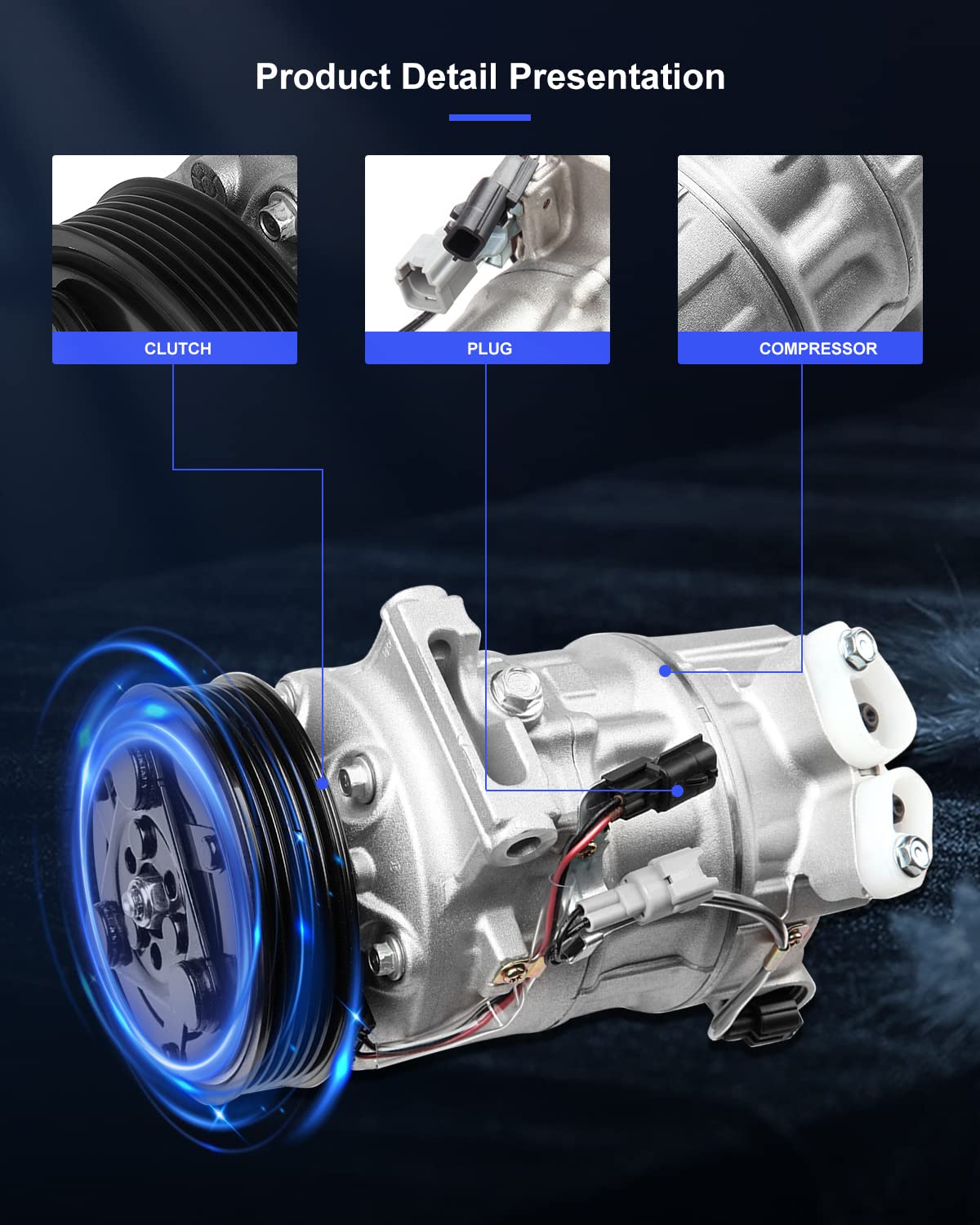 ECCPP AC Compressor with Clutch 2013-2019 Fit for Nissan Sentra 1.8L 1.6L 2014-2017 Fit for Nissan Tsuru 1.6L AC Compressor