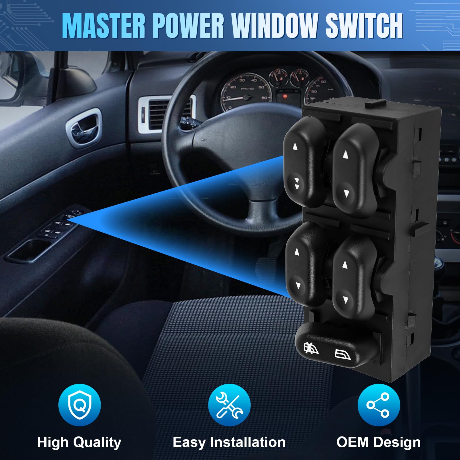 Lcwrgs Driver Side Master Power Window Switch 5L1Z14529Aa Replacement For Ford F150 2004 2005 2006 2007 2008, Ford Expedition 2003 2004 2005 2006, Ford Crown Victoria 2003-2008