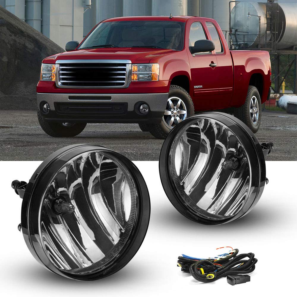 TOPSCOPE Fog Lights Replacemnt for 2007-2013 GMC Sierra 1500 2007-2014 GMC Sierra 2500 3500HD Fog Lamps with Smoke Lens H8 12V 3