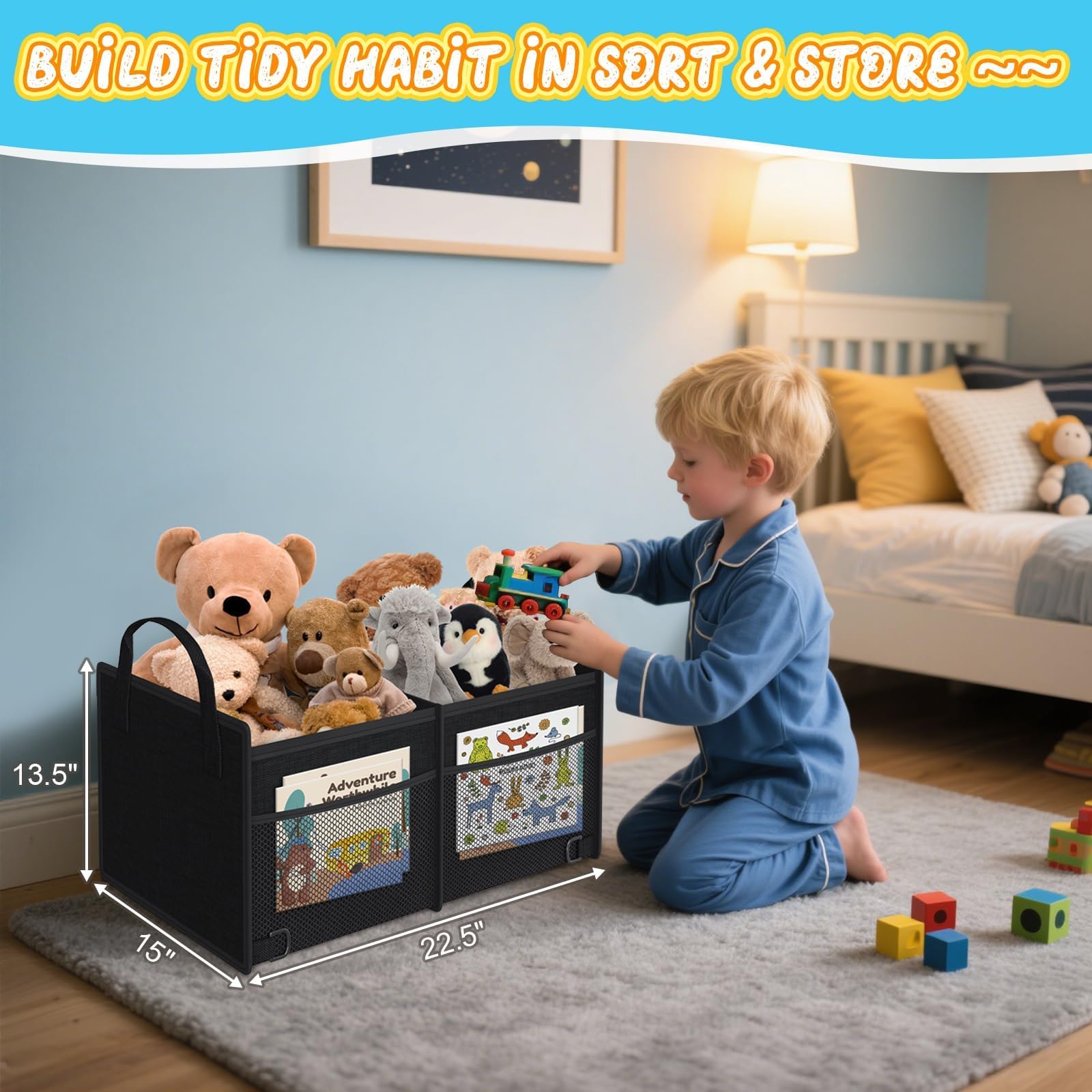 X-cosrack Car Trunk organizer for SUV, Collapsible Car Organizers and Storage for Jeep Sedan with Pockets and Securing Straps, C