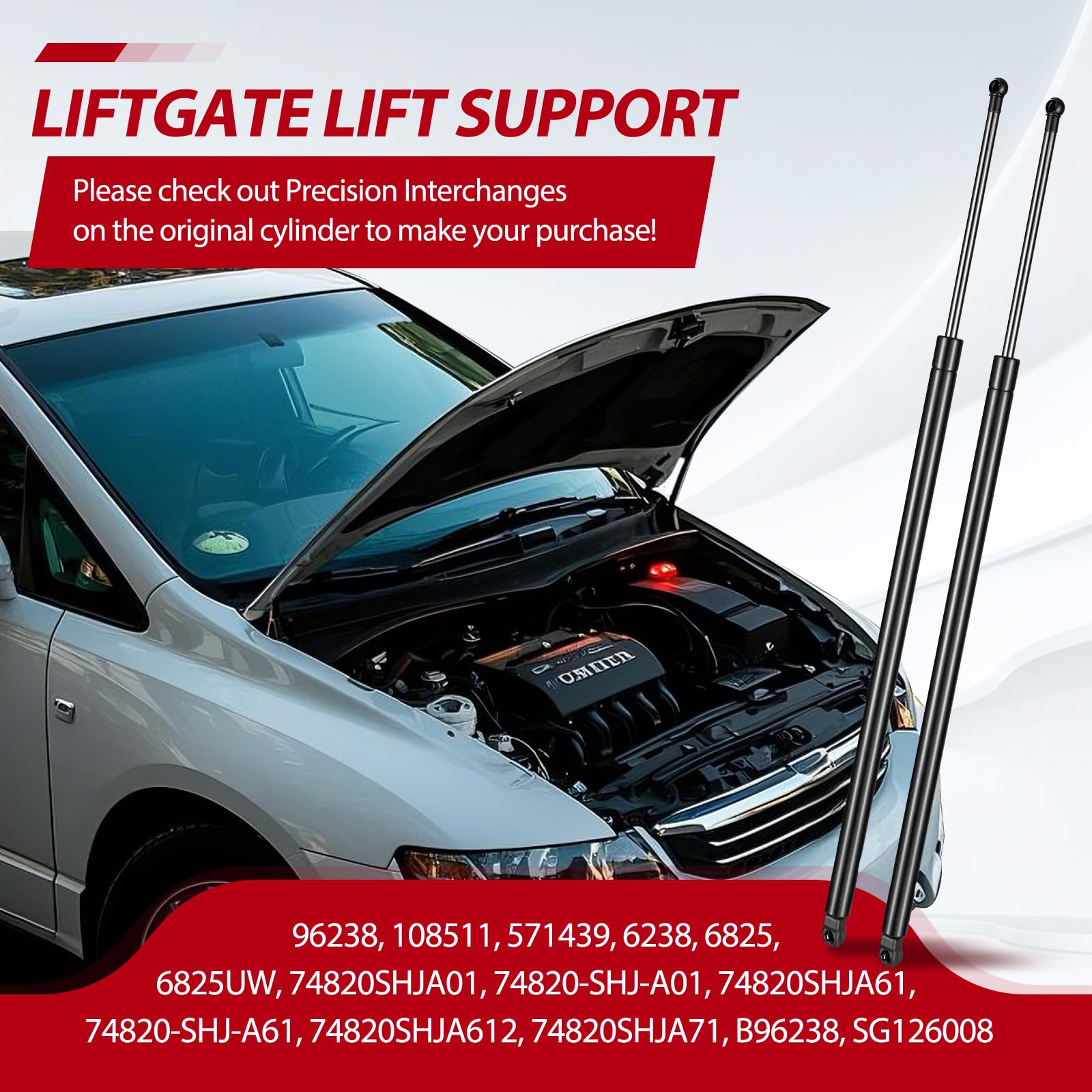 Vepagoo 6238 Rear Hatch Struts Compatible With 2005-2010 Honda Odyssey Shocks Supports Mini Passenger Van 4-Door/5-Door Liftgate