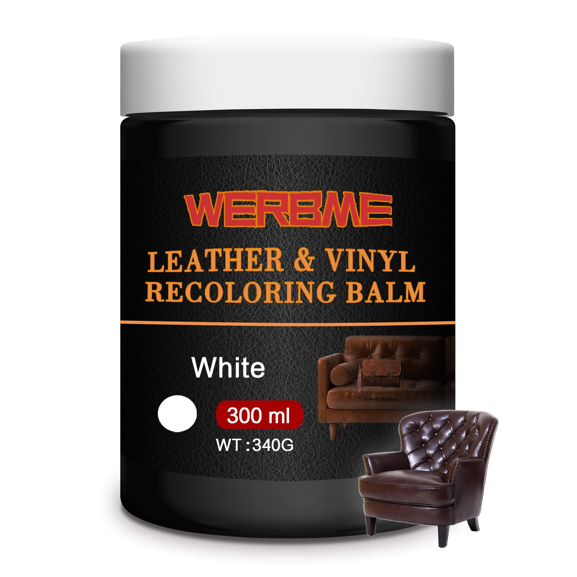 Werbme Leather Recoloring Balm & Color Restorer - 10Oz Multipurpose Dye & Paint For Faded Leather Couches, Car Seats, Shoes | Fi