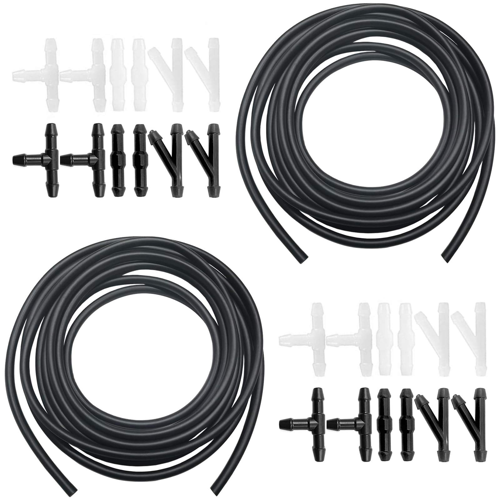 Windshield Washer Hose, Windshield Repair Kit, 2Pcs 4M Washer Fluid Hoses With 24Pcs Hose Connectors For Most Vehicle Windshield