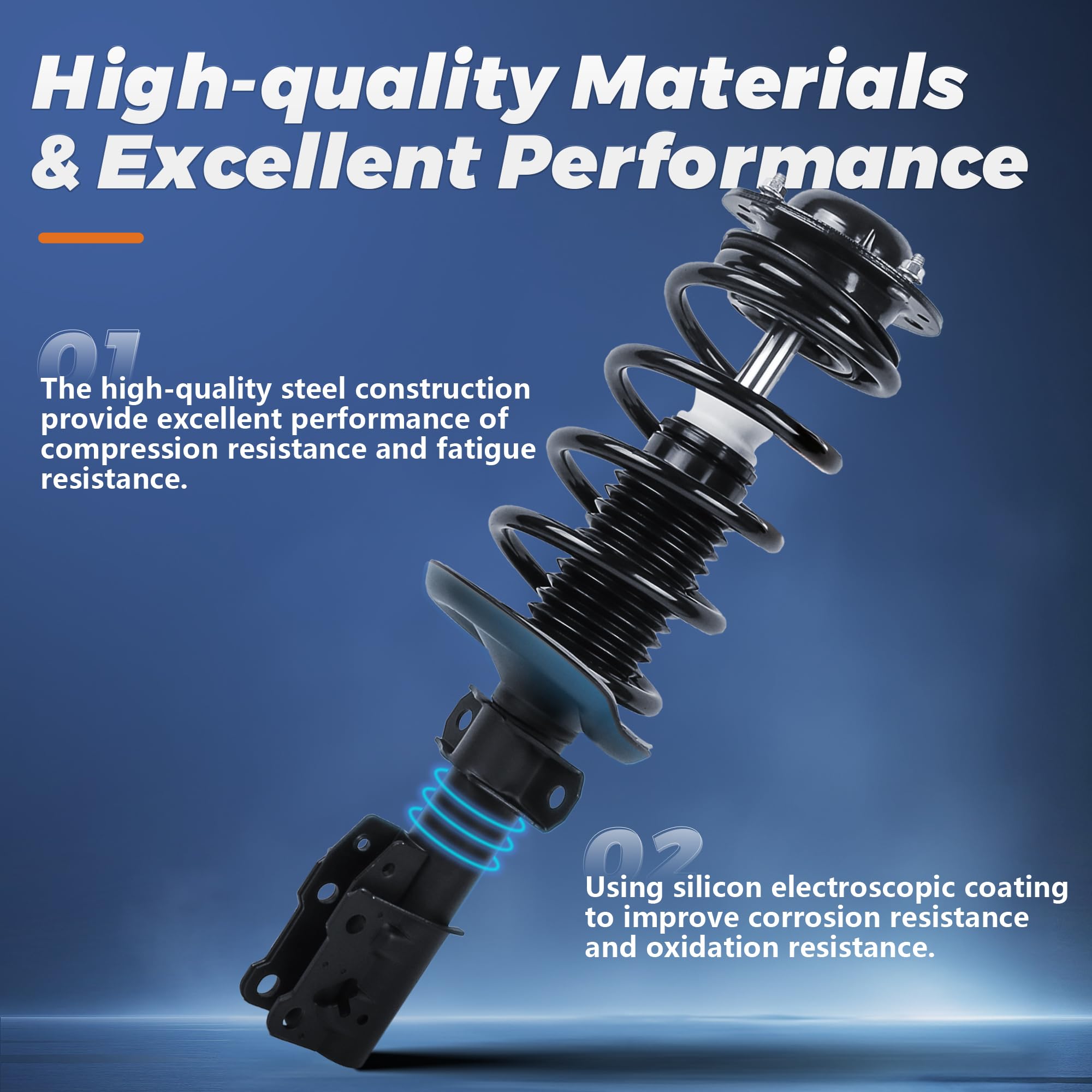 KUIPERAUTO Front & Rear Complete Struts Coil Spring Assembly 172949 25822945 Compatible with 2013-2017 Chevrolet Chevy Traverse