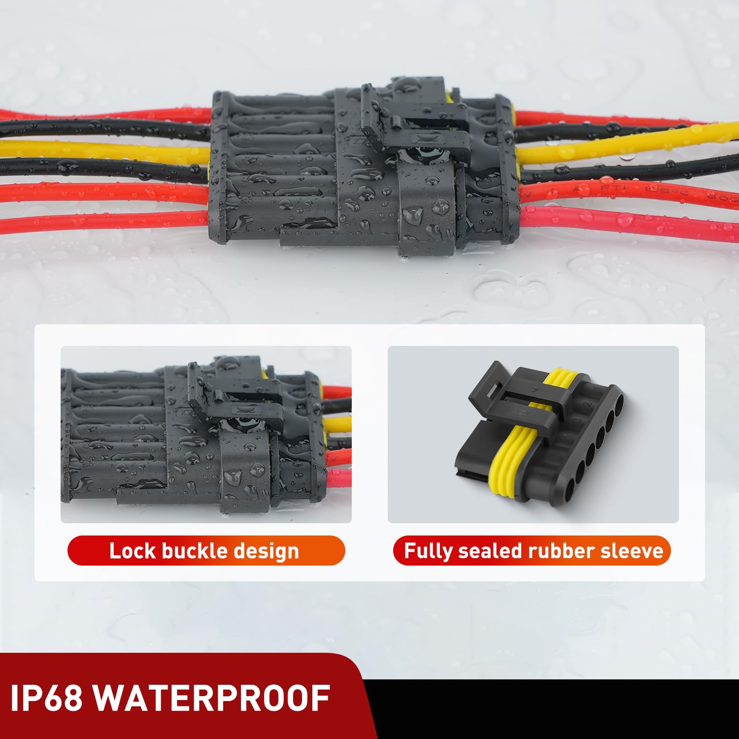 Nilight 260Pcs 6 Pin Electrical Connector Plug Male Female Terminal Wire Waterproof Connectors 6 Way Automotive Connect Set For