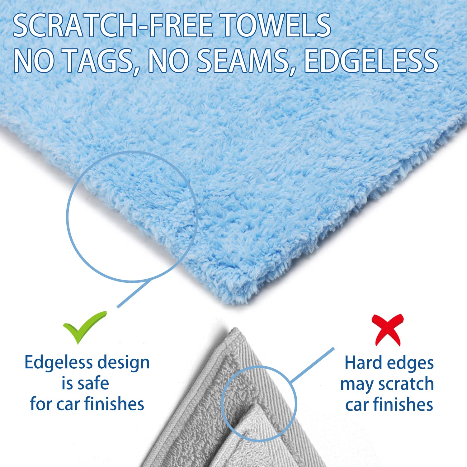 Carcarez Microfiber Towels For Cars, Car Drying Wash Detailing Buffing Polishing Towel With Plush Edgeless Microfiber Cloth, 450