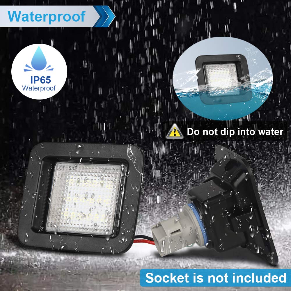 Mbuydiy Led License Plate Light Lamp Assembly Compatible With 2015-2020 F150 17-20 Raptor Clear Lens 6000K White, Pack Of 2