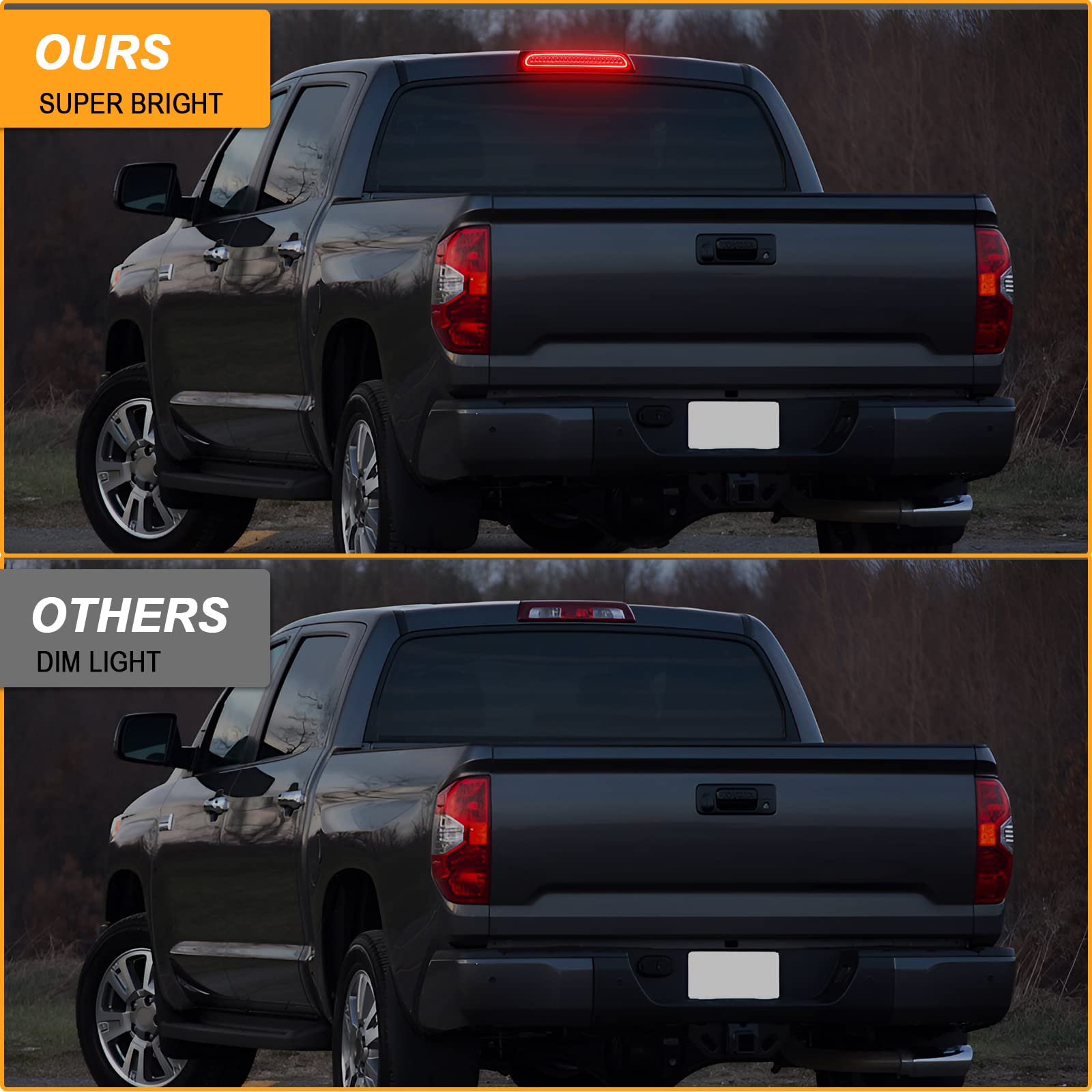 R&F Auto F1 Style Strobe Led Third Brake Light Replacement For Tundra 2007-2021 Pickup Trucks White Roof Cargo Light High Mount Stop Lamp Chmsl Red White Lens, Replace Oem# 81570-0C050, 81570-0C051