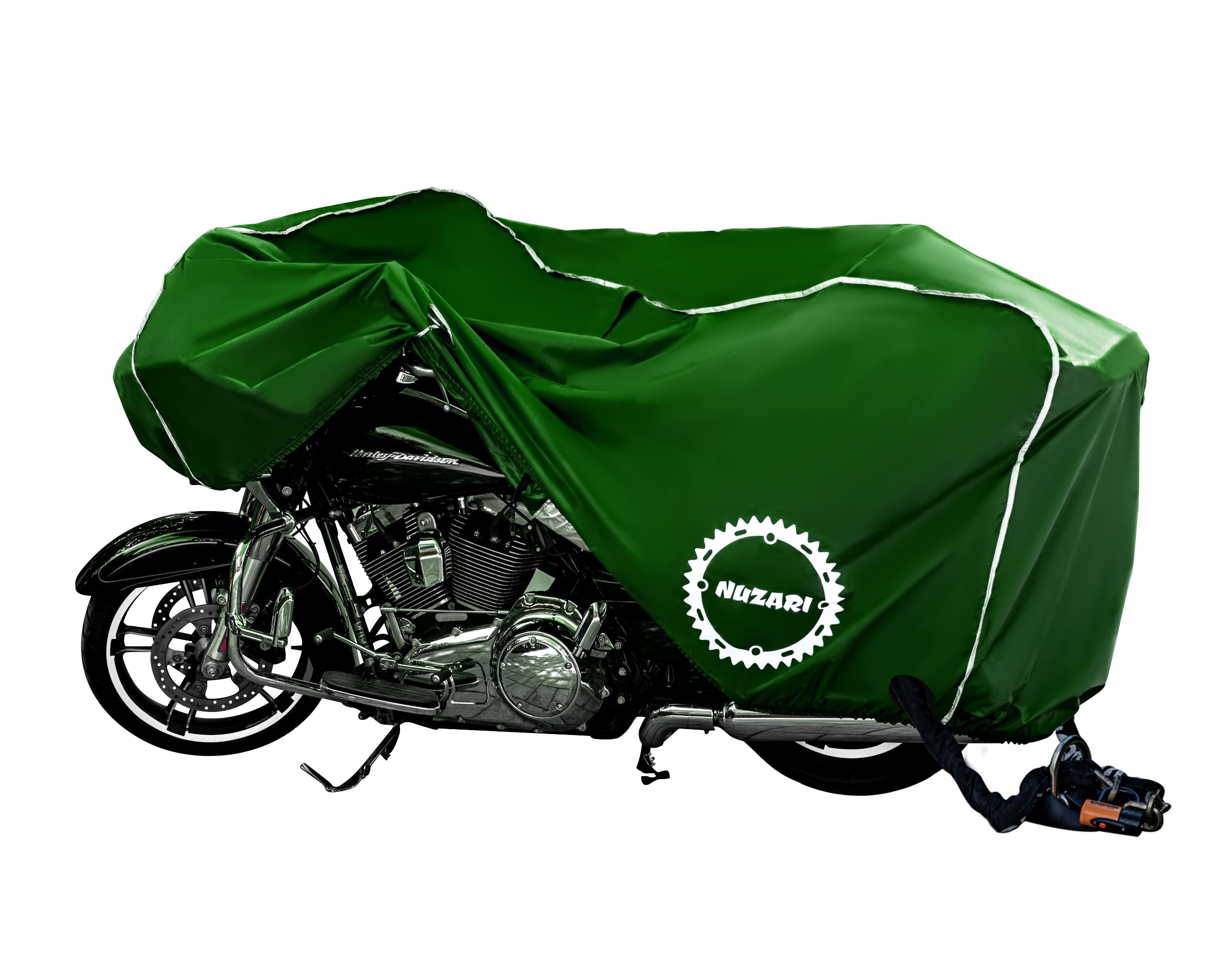 Nuzari Heavy Duty Motorcycle Cover - Motorcycle Covers Waterproof Outdoor Storage - Dirt Bike Covers (Hunter Green, Xx-Large)