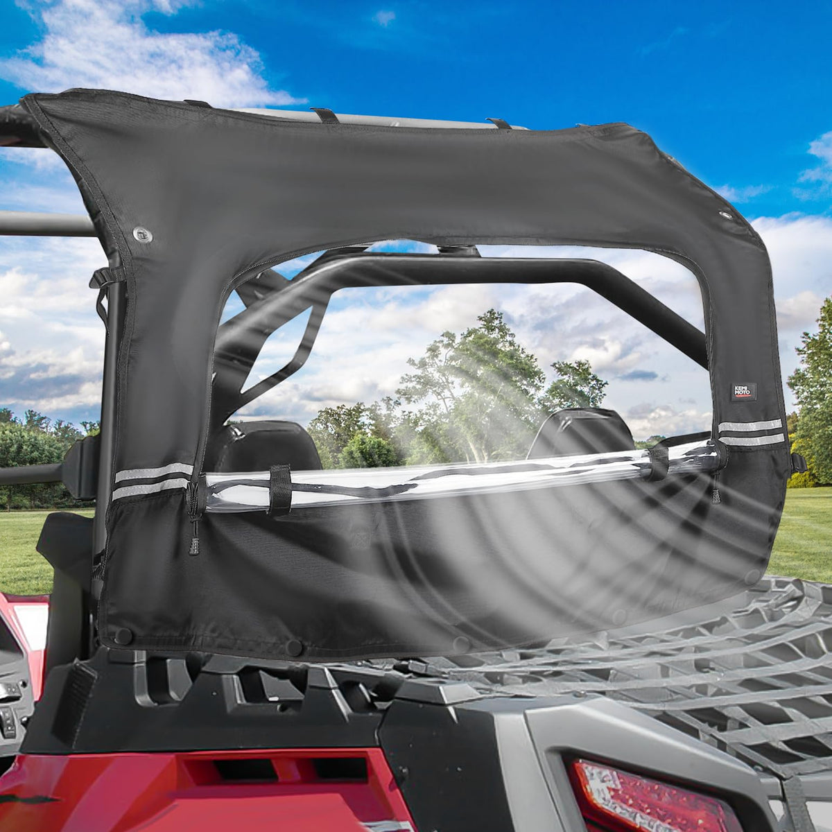 KEMIMOTO Rear Windshield Roll Up/Down Zipper Screen Window Airflow Compatible with CFMOTO ZForce 800 Windshield 2021 2022 800ex/