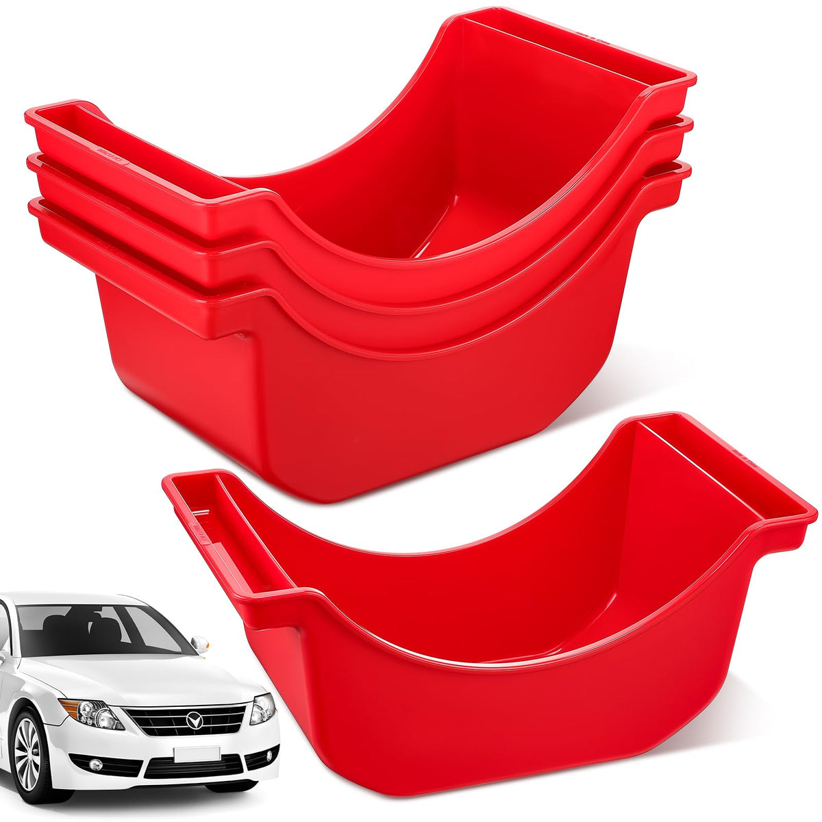 Gisafai 4 Pieces Oil Drain Pan for Wheels Plastic Truck and Trailer Wheel Pan Reusable Oil Drip tool for Wheels(Red)