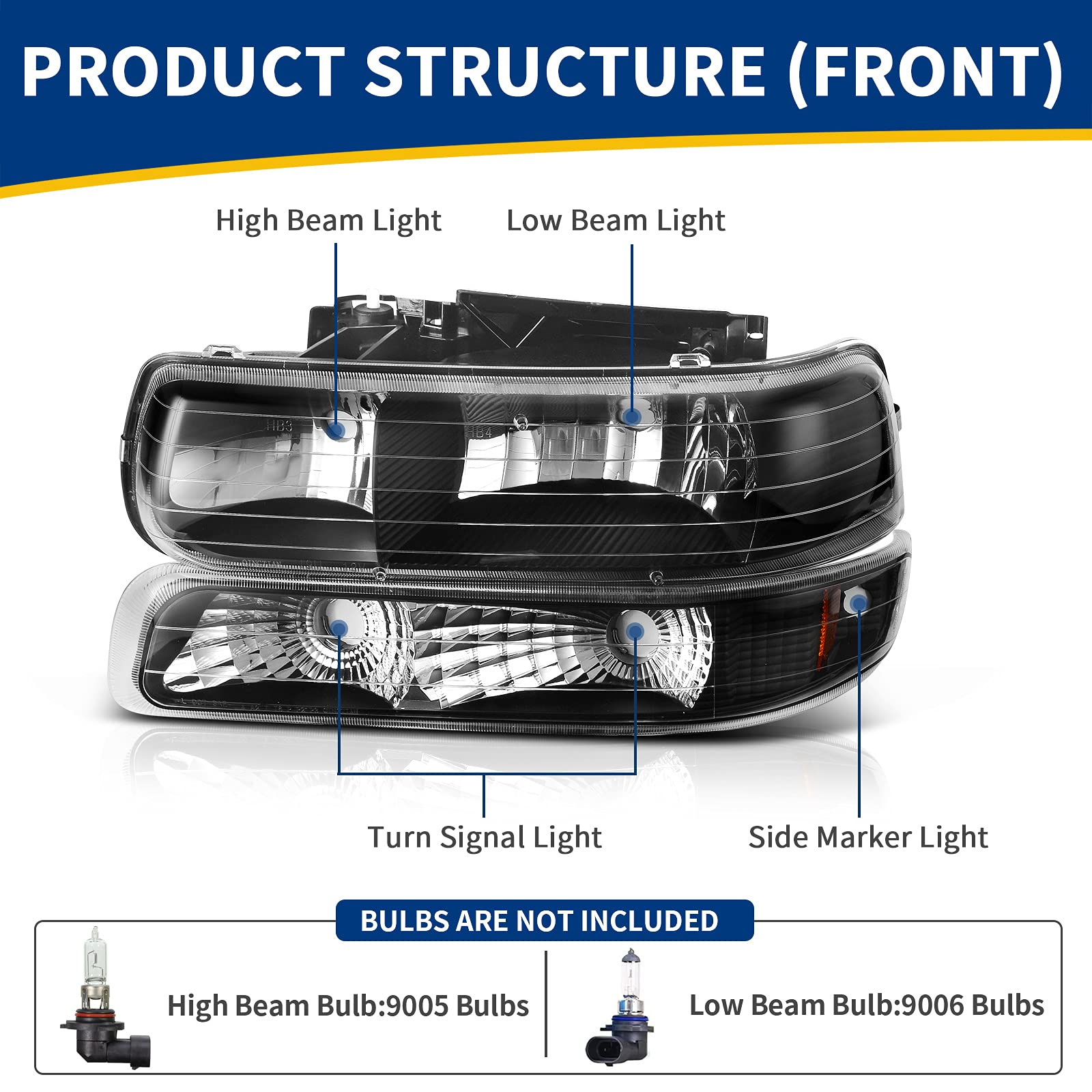 Autosaver88 Headlight Assembly Compatible With 1999-2002 Chevy Silverado 1500 2500/2001-2002 Chevy Silverado 1500Hd 2500Hd 3500/