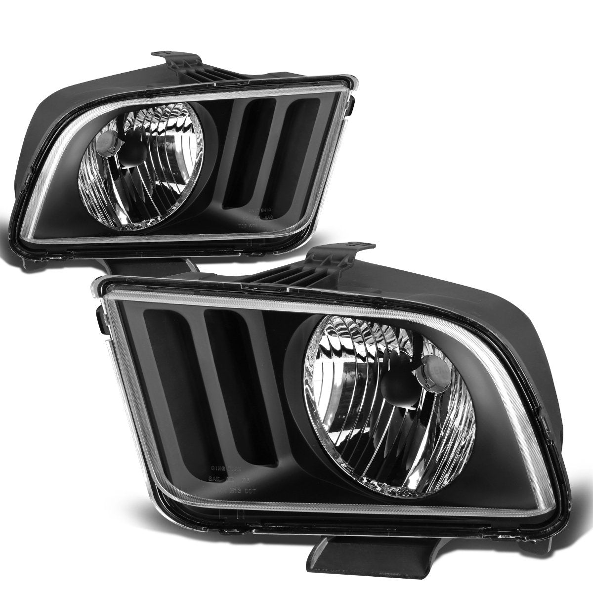 Dna Motoring Hl-Oh-Fm05-Bk-Cl1 Black Housing Headlights Replacement Compatible With 05-09 Mustang