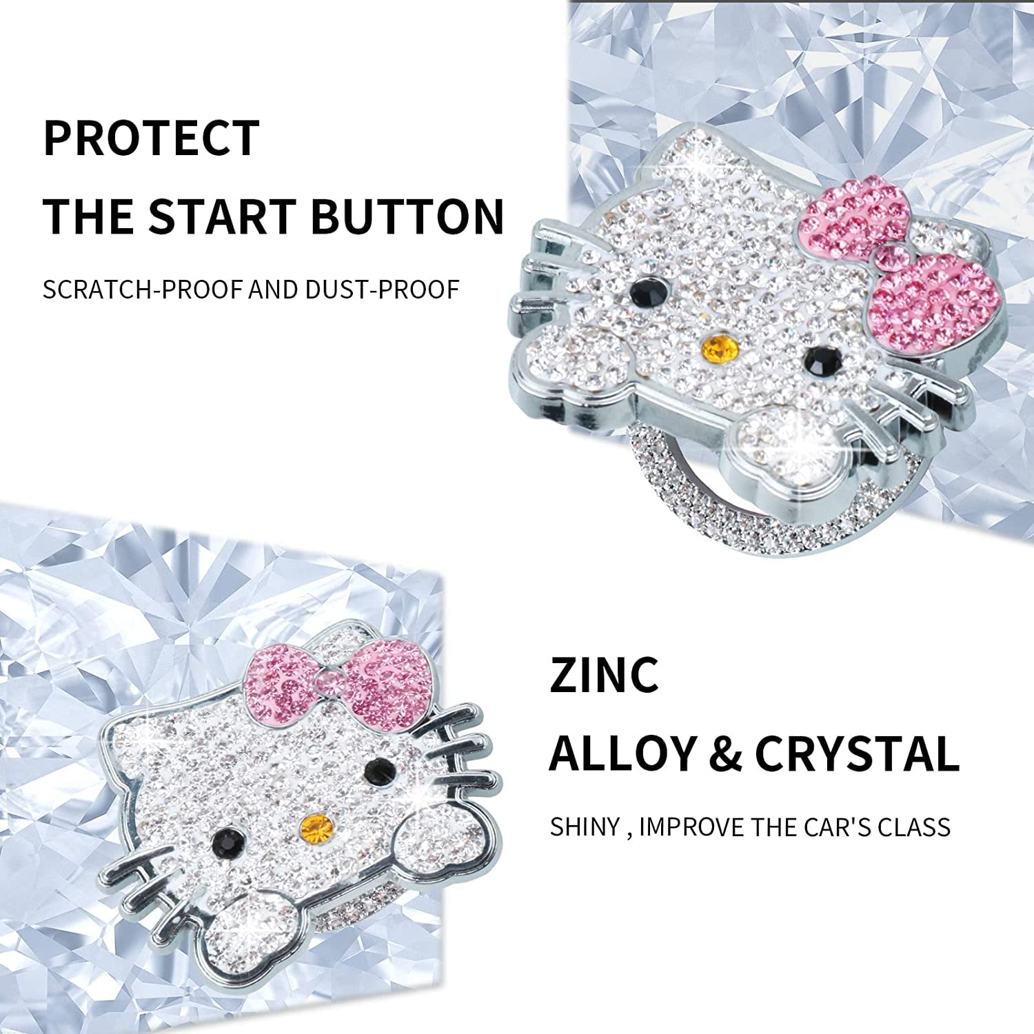 Bling Car Push to Start Button Cover Accessories, Cute Car Accessories for Women, Crystal Rhinestone Car Engine Start Stop Butto