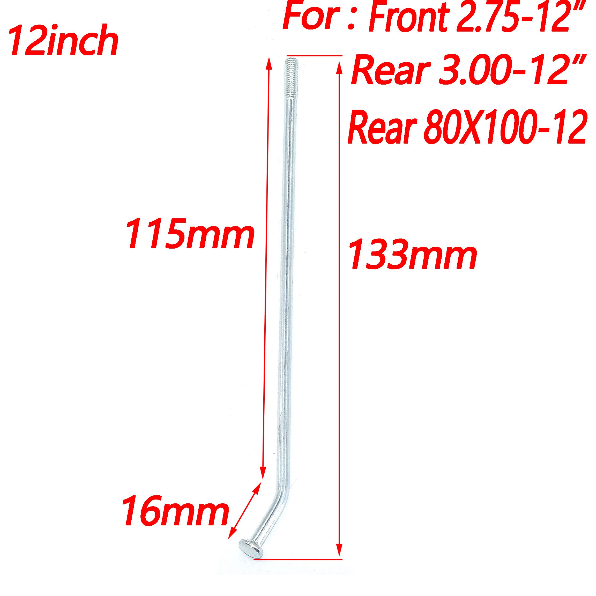 12 inch Spoke Replacement for Dirt Bike Front Or Rear Wheel Rims C Style Rim Hub Only