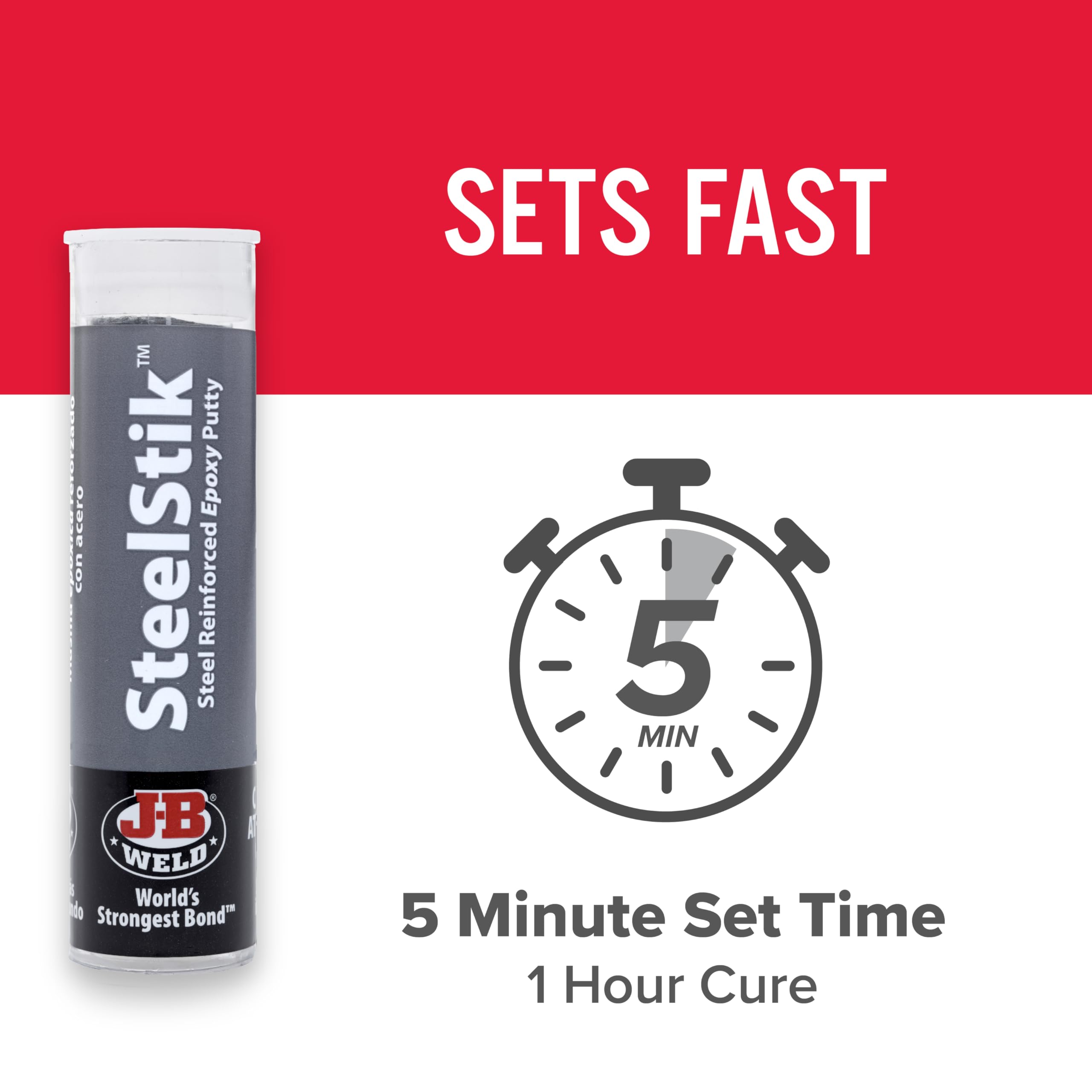 J-B Weld Steelstik, 1 Hour Cure, Steel Reinforced Epoxy Putty Stick - 2 Pack, Dark Grey (8267-2)