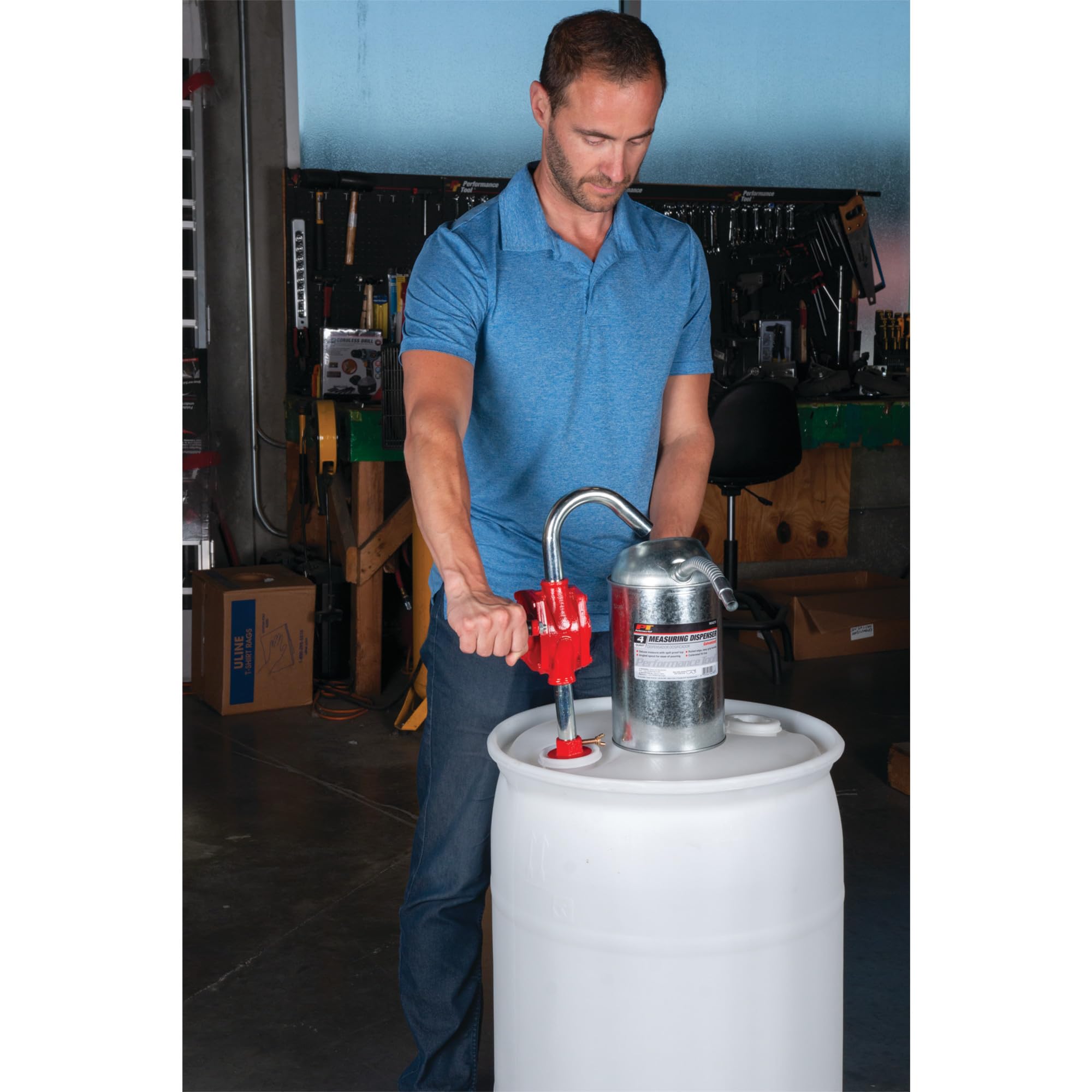Performance Tool W54270 Rotary Barrel Pump, Pumps Light To Medium Viscosity Oils, 3 Piece Suction Pipe, 30-55 Gallon Barrels, Bu