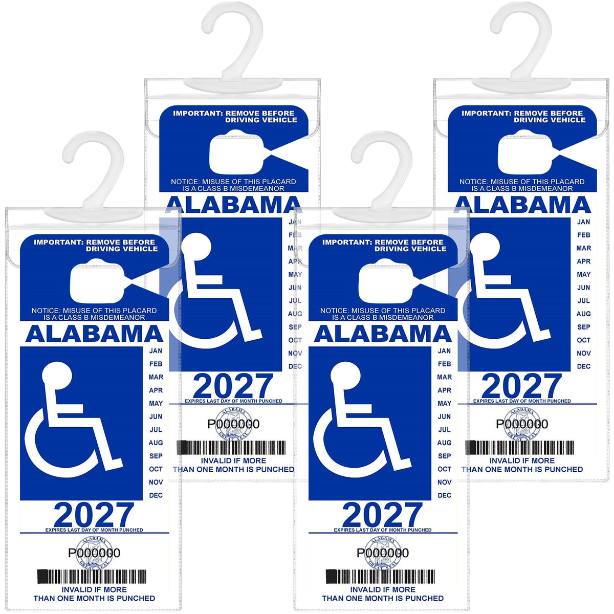 REGUICORP Handicap Placard Holder 4P, Ultra Transparent Handicap Placard Holder for Auto, Handicapped Placard Holder with Large 
