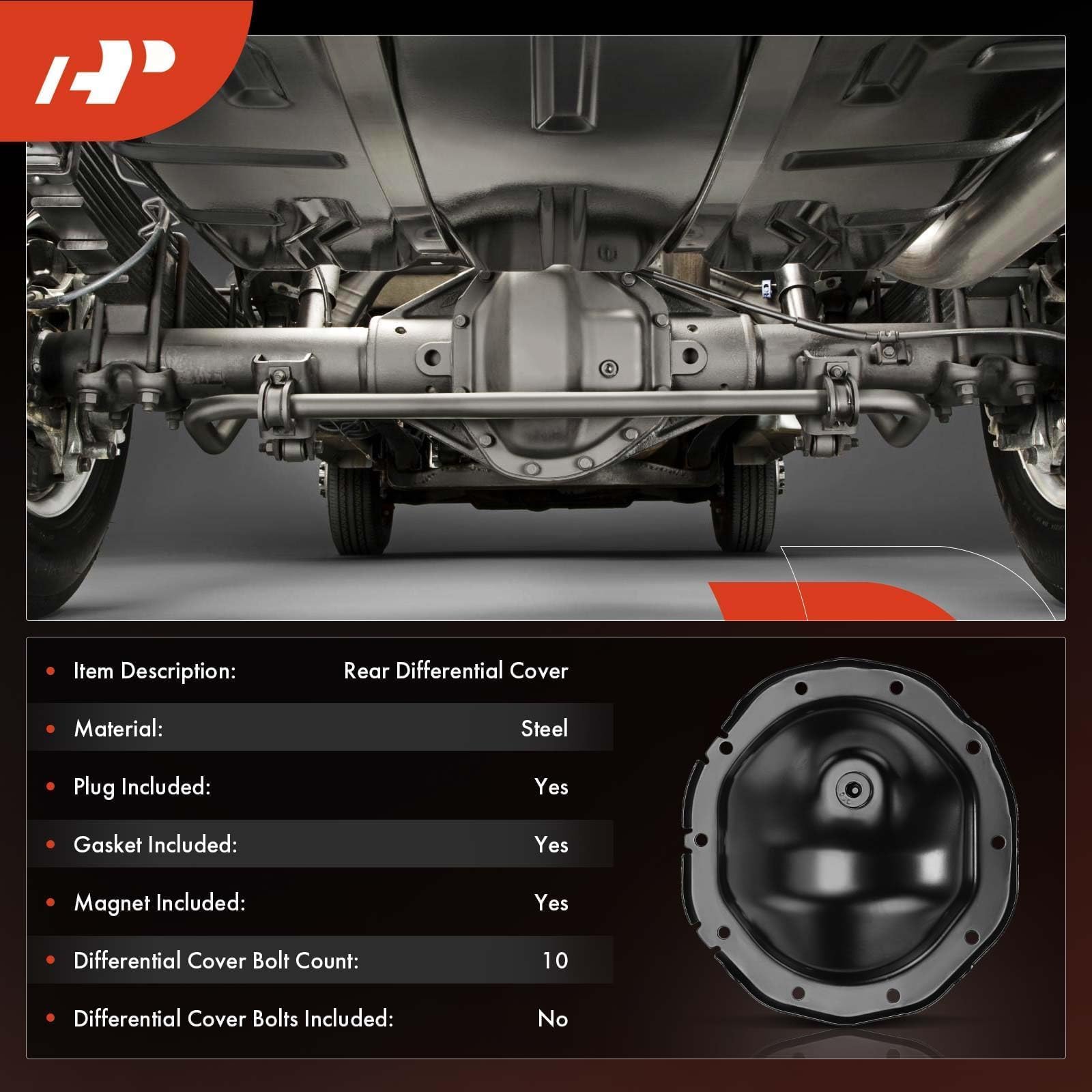 A-Premium Rear Differential Cover with Gasket & Magnet Compatible with Escalade Silverado Sierra Suburban Express Sonoma Tahoe Y
