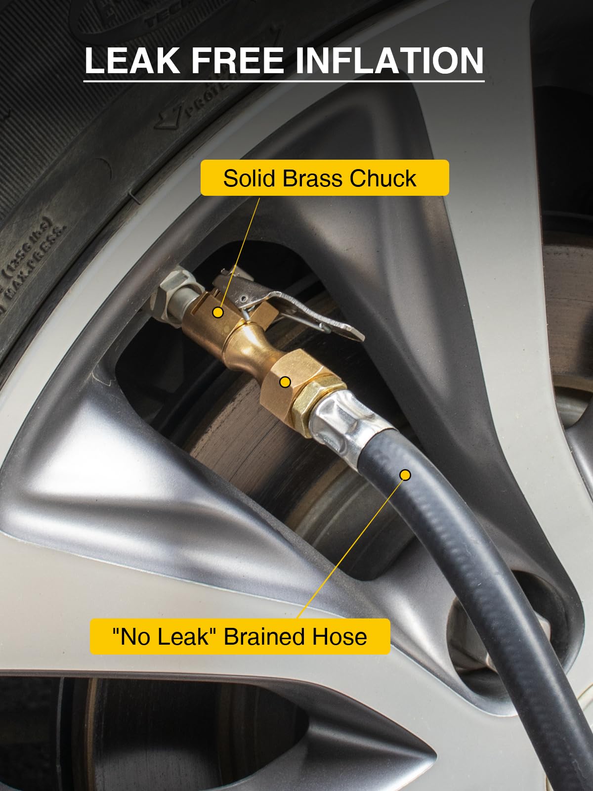 AZUNO Digital Tire Inflator with Pressure Gauge, 200 PSI, Aluminum, Model TG200PVB02, Heavy Duty with LED Flashlight and 7pcs Accessories